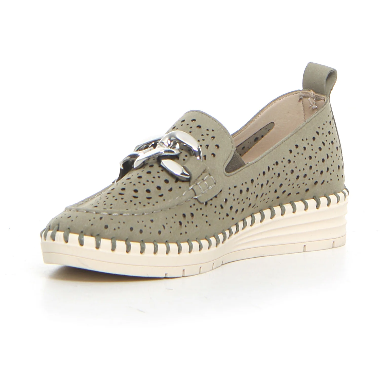 Mocassino casual con catena oliva - Image 3