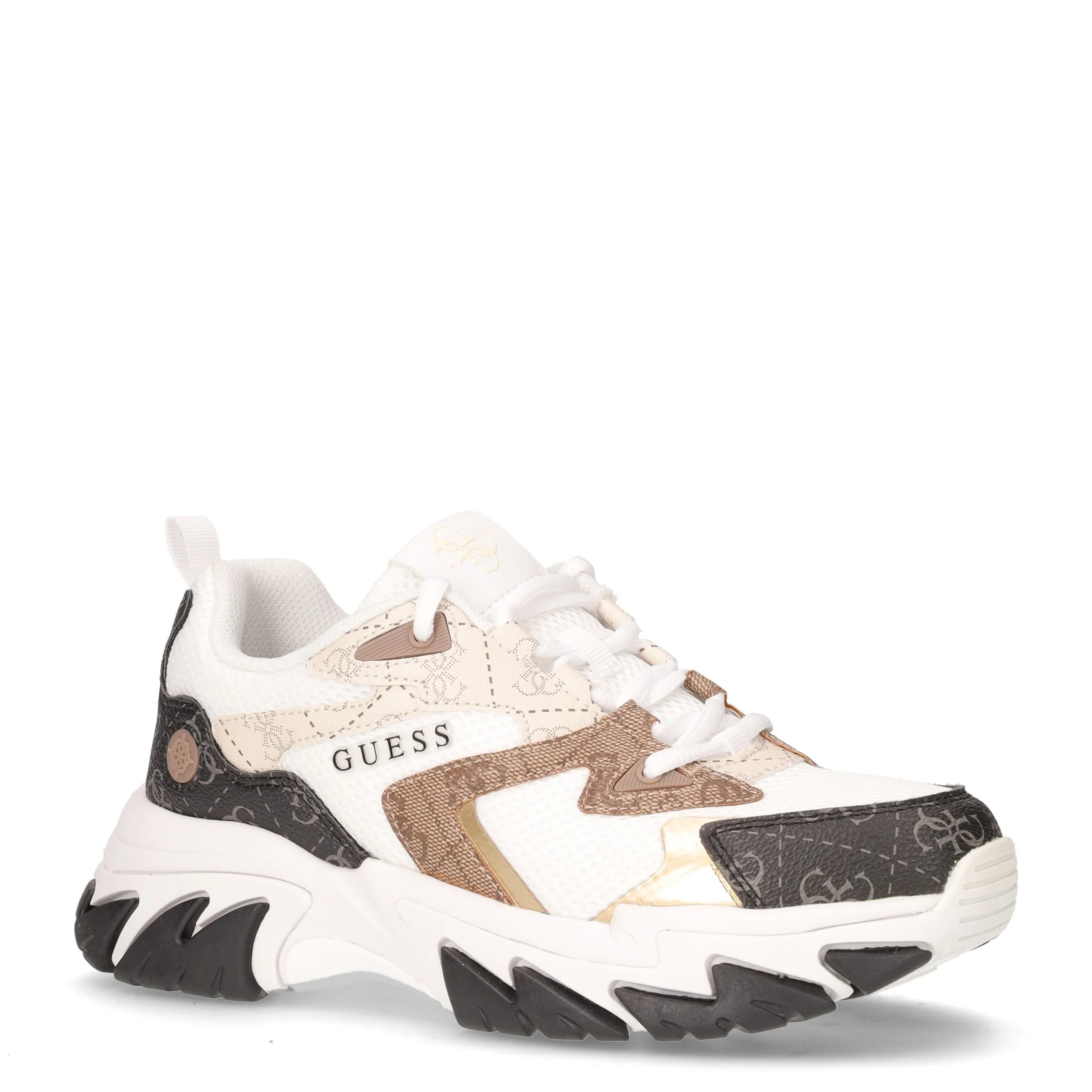 Sneaker in ecopelle e tessuto bianco beige marrone - Image 2