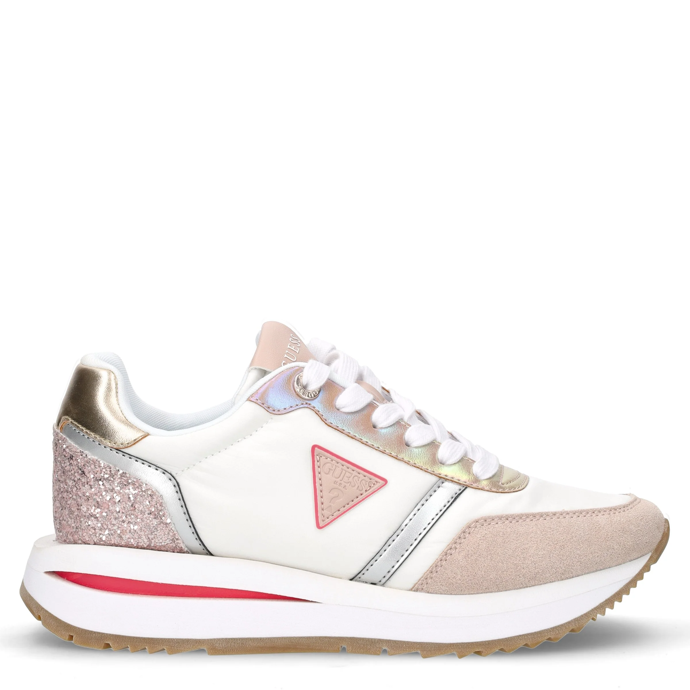 Sneaker in tessuto ed ecopelle bianco multicolor