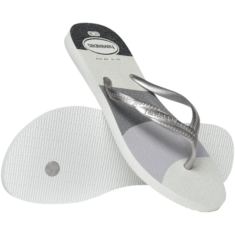 Fantasia gloss ciabatta infradito white silver - Image 3