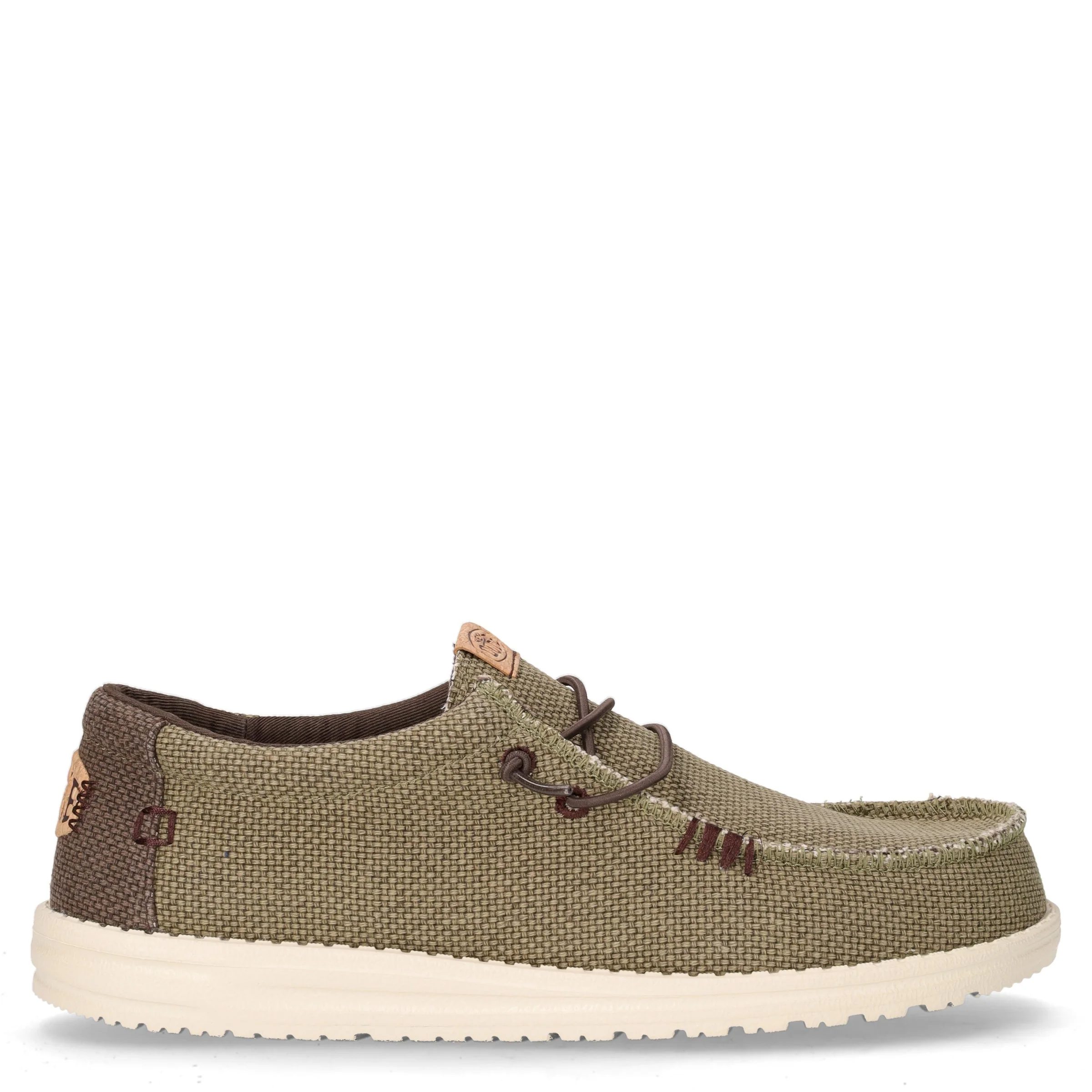 Wally stringata casual in tessuto oliva