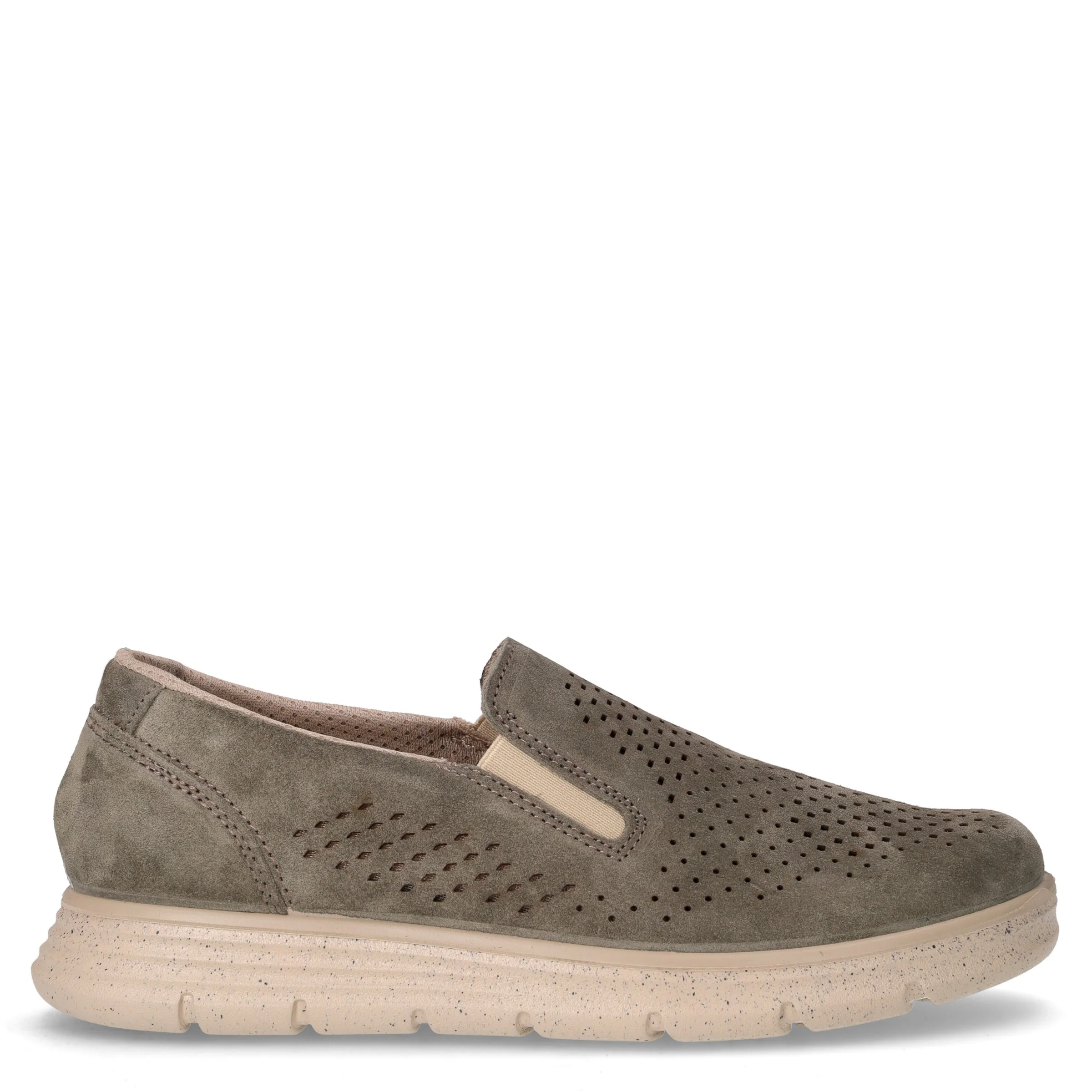 Slip-on in pelle scamosciata traforata militare