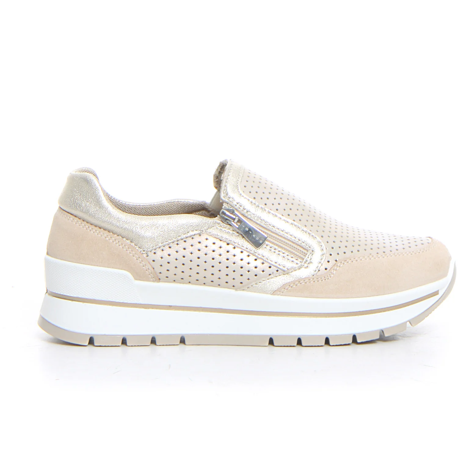 Sneaker con zeppa avorio platino