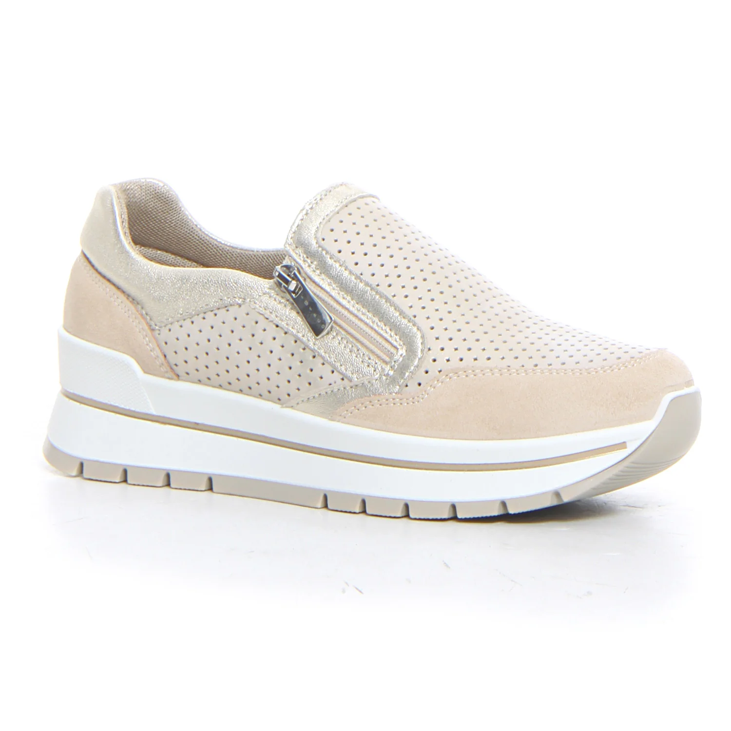 Sneaker con zeppa avorio platino - Image 2