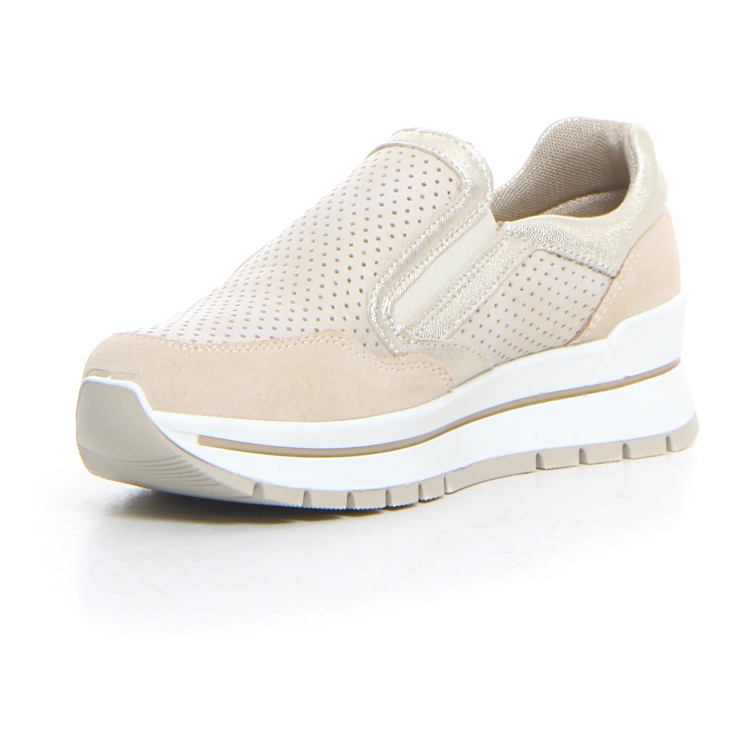 Sneaker con zeppa avorio platino - Image 3