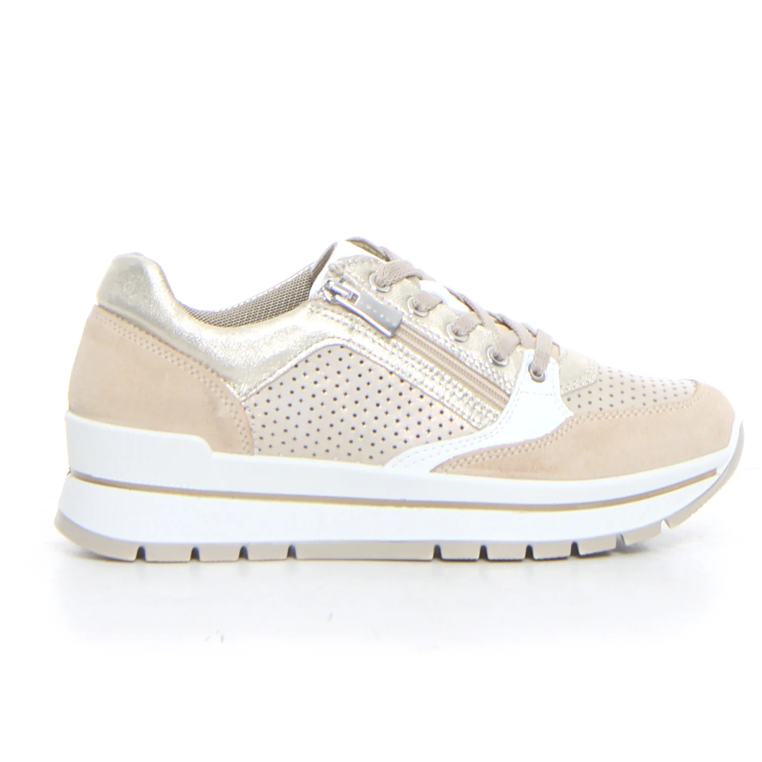 Sneaker con zeppa avorio platino