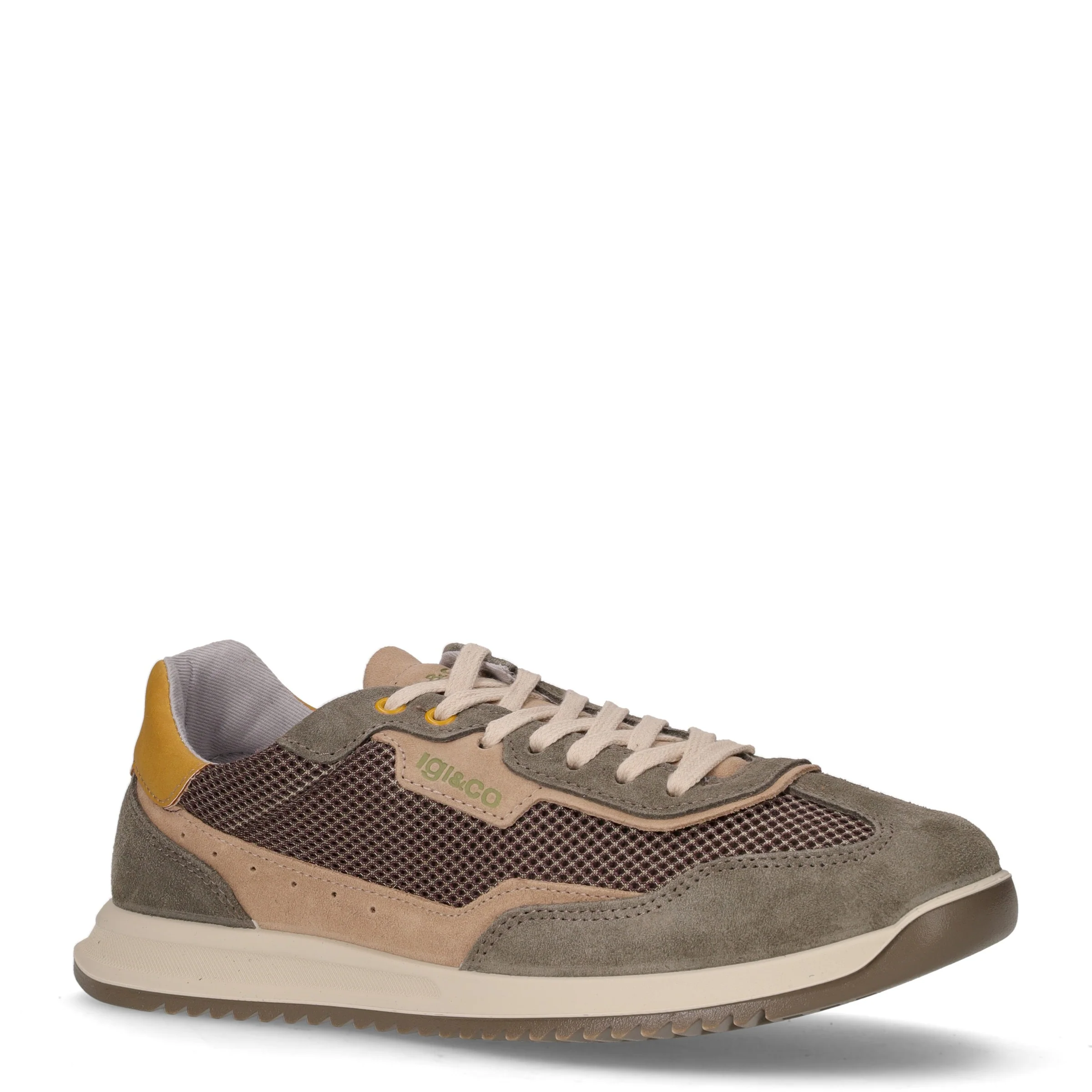 Sneaker in pelle e tessuto militare taupe - Image 2