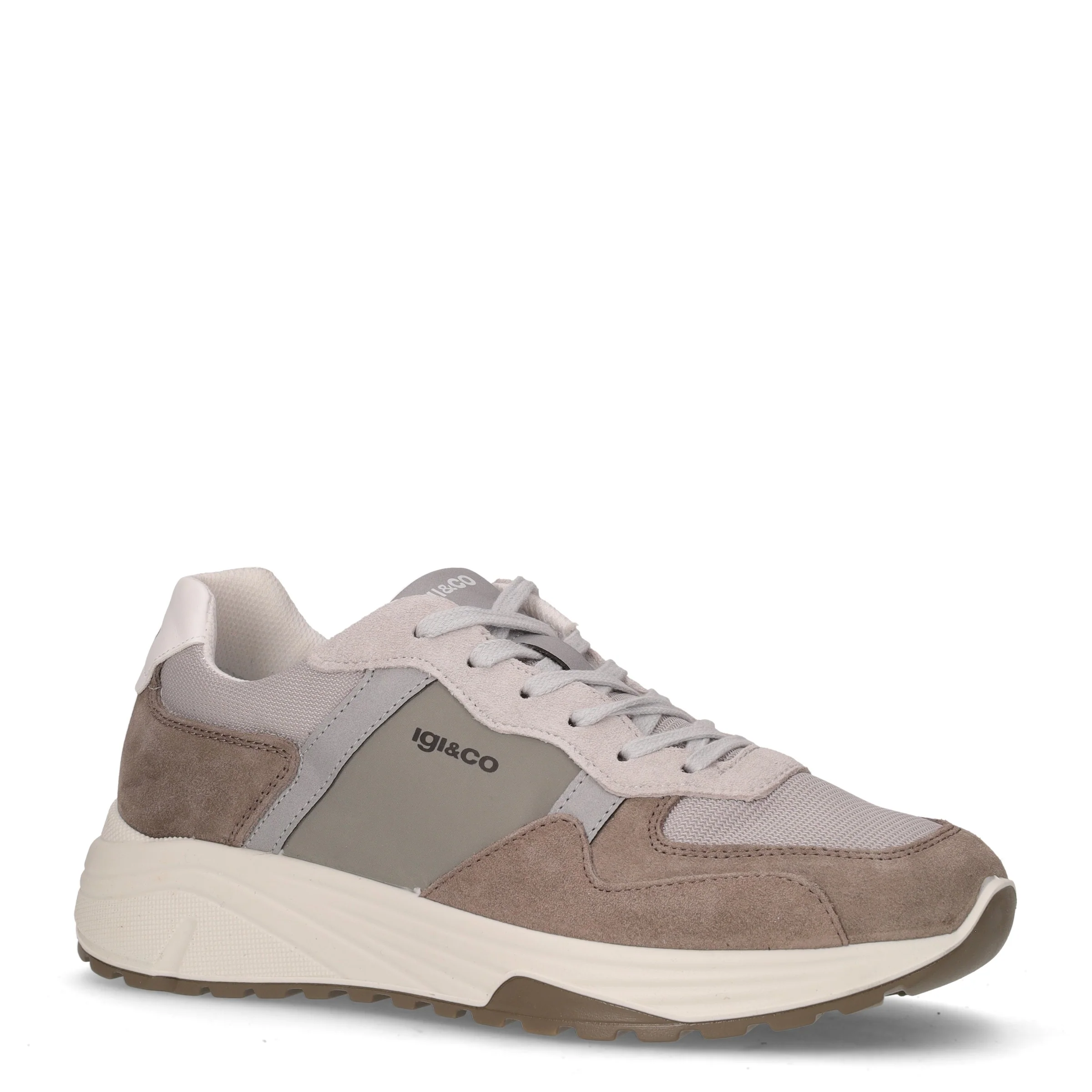 Sneaker in pelle e tessuto peltro - Image 2