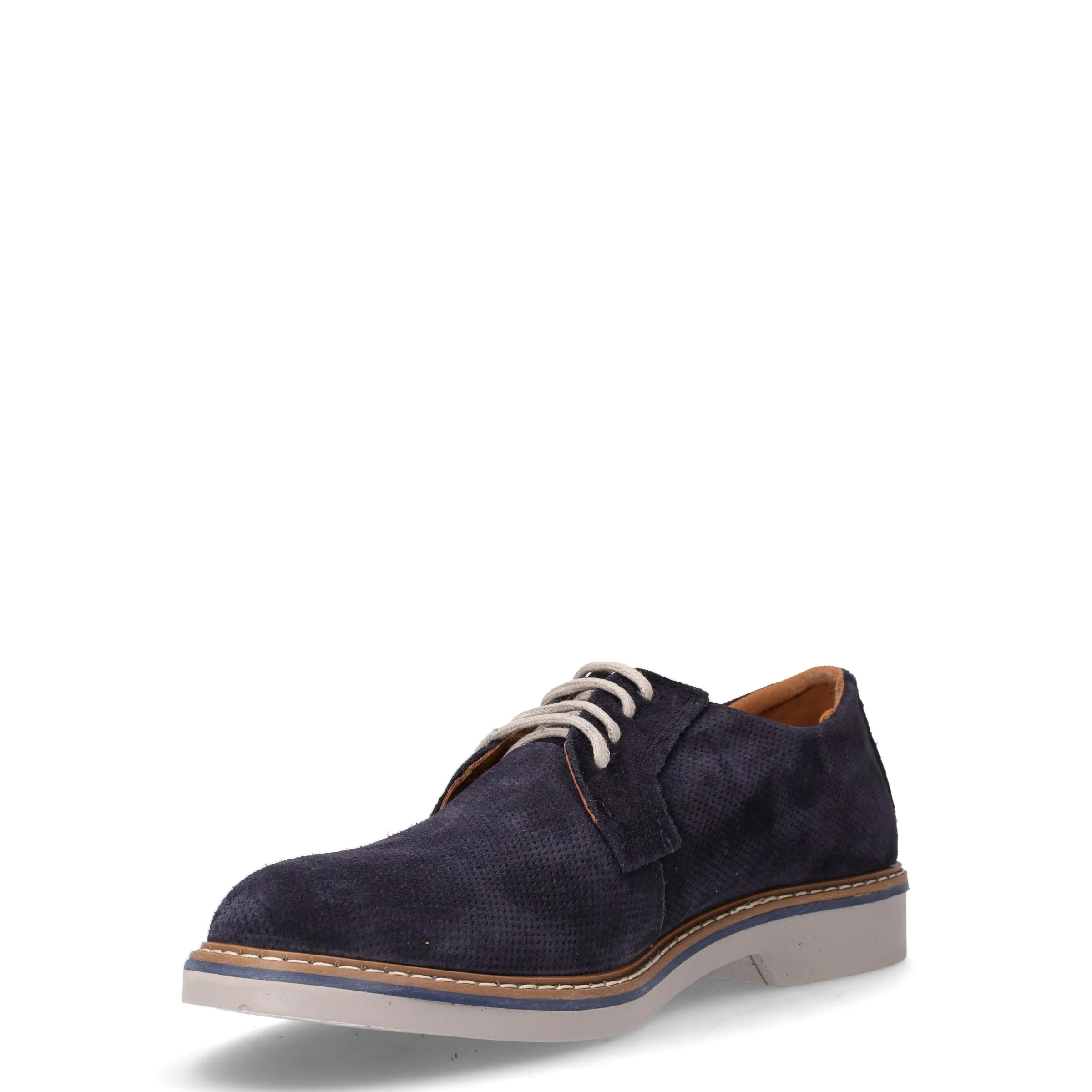 Stringata casual in pelle blu - Image 3
