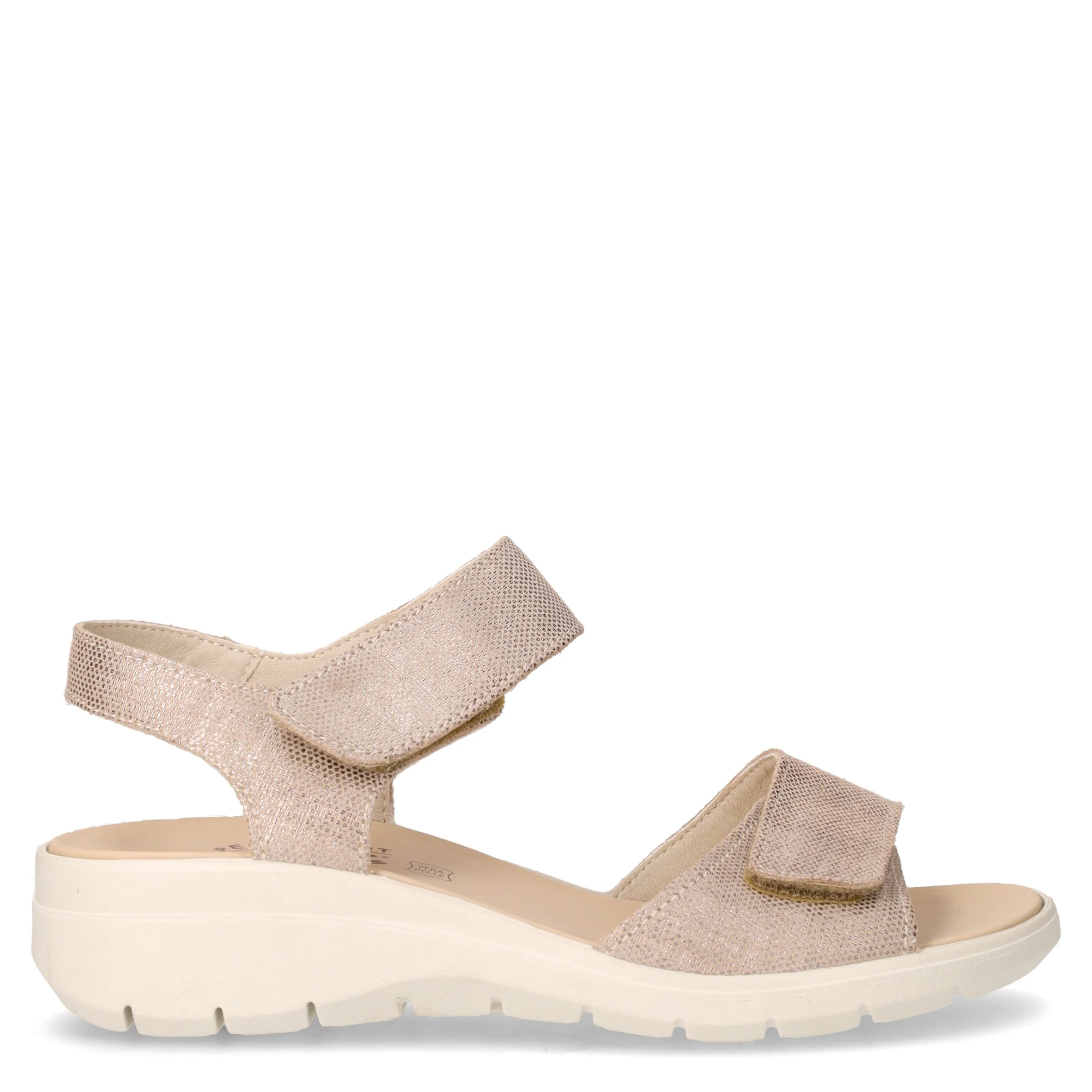 Sandalo in pelle con zeppa beige champagne