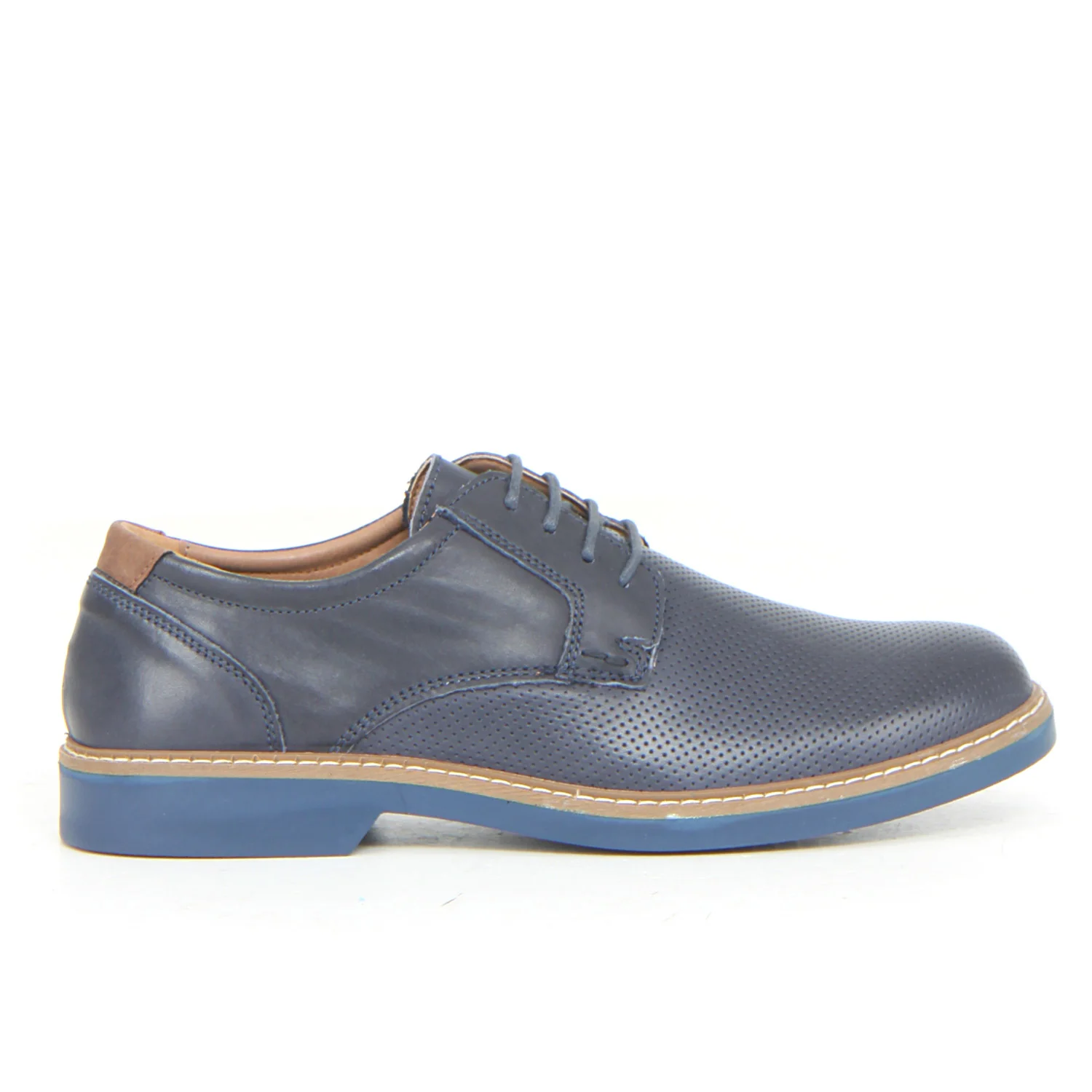 Stringata in pelle blu