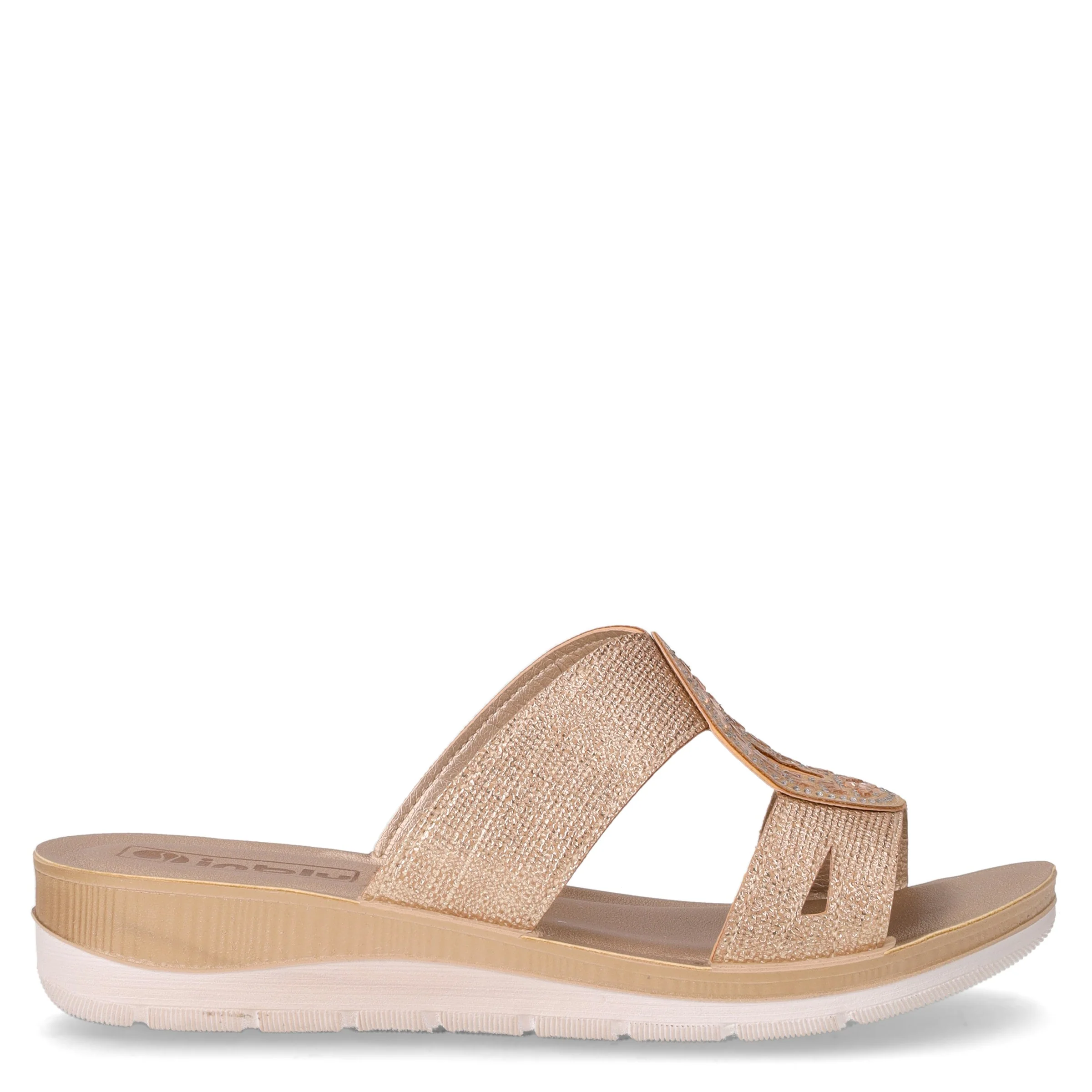 Ciabatta in ecopelle con strass platino