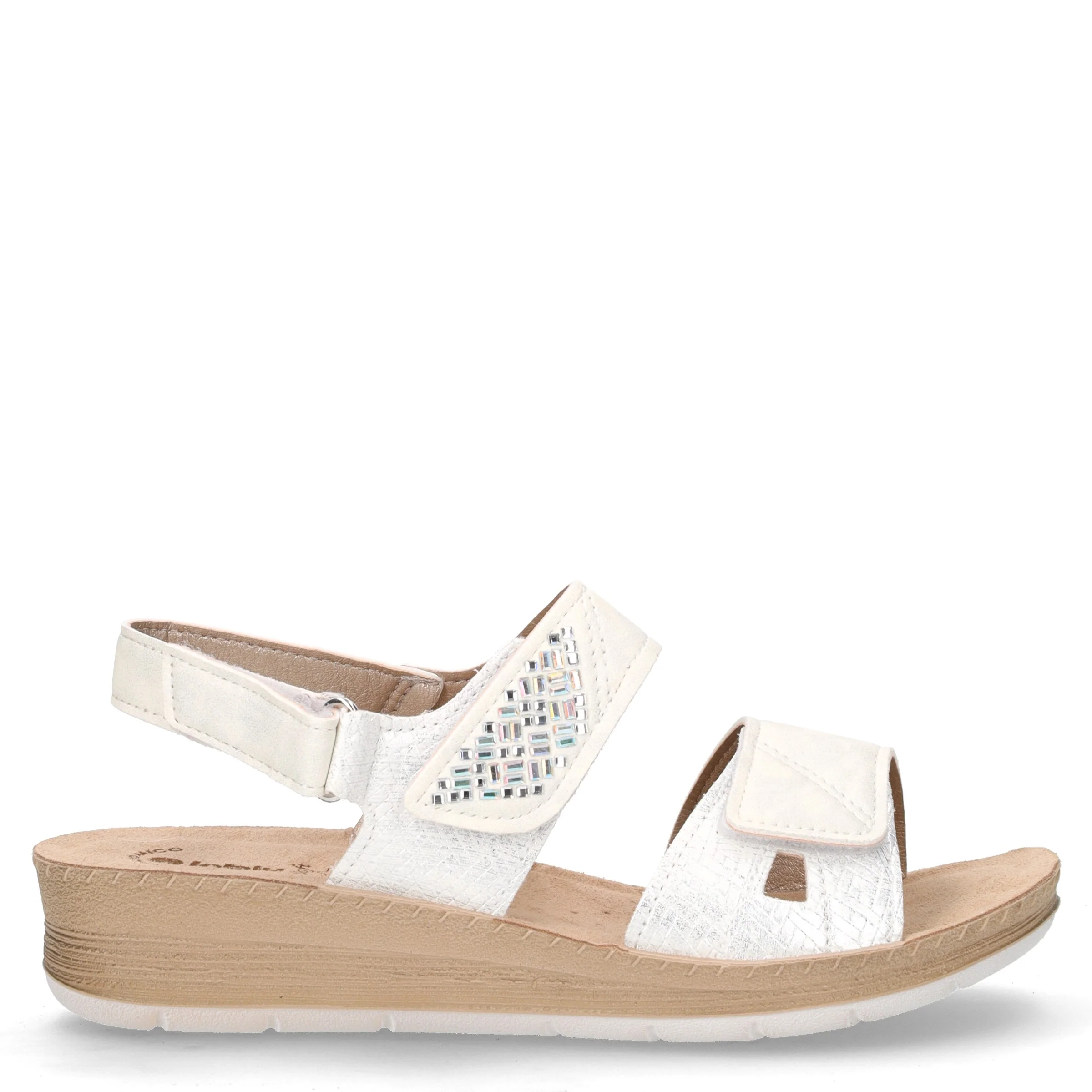 Sandalo in ecopelle con zeppa bianco