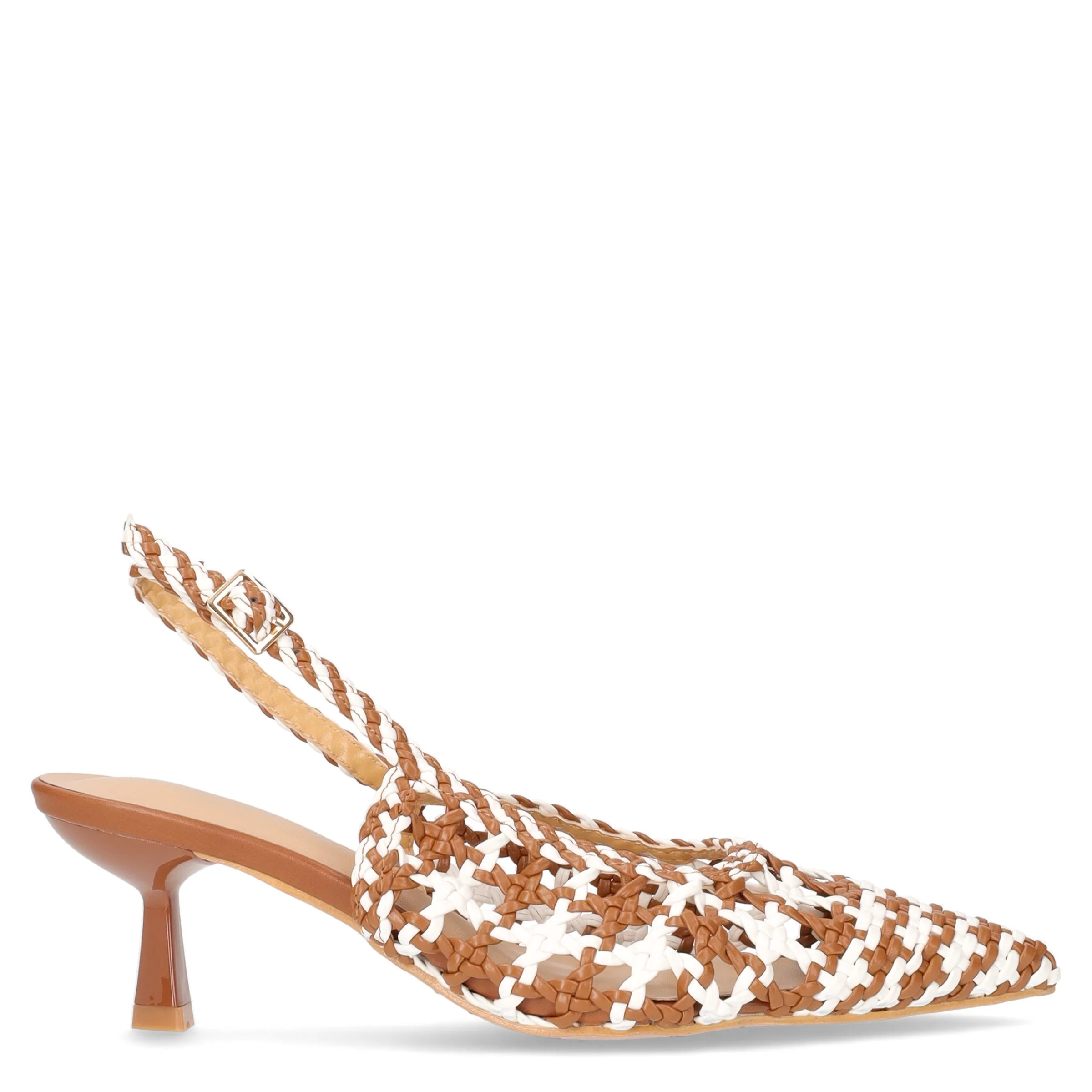 Décolleté slingback a punta white camel