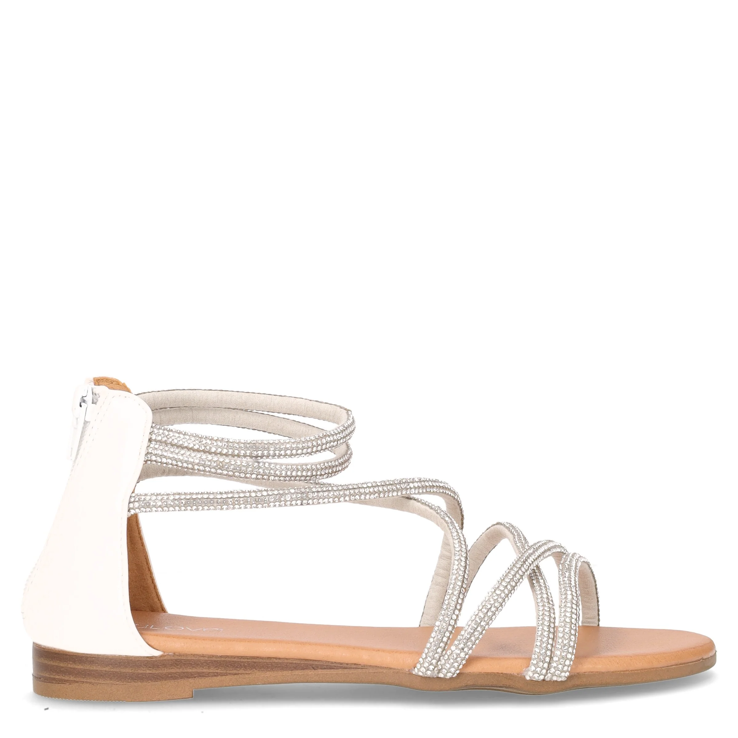 Sandalo con strass e zip white