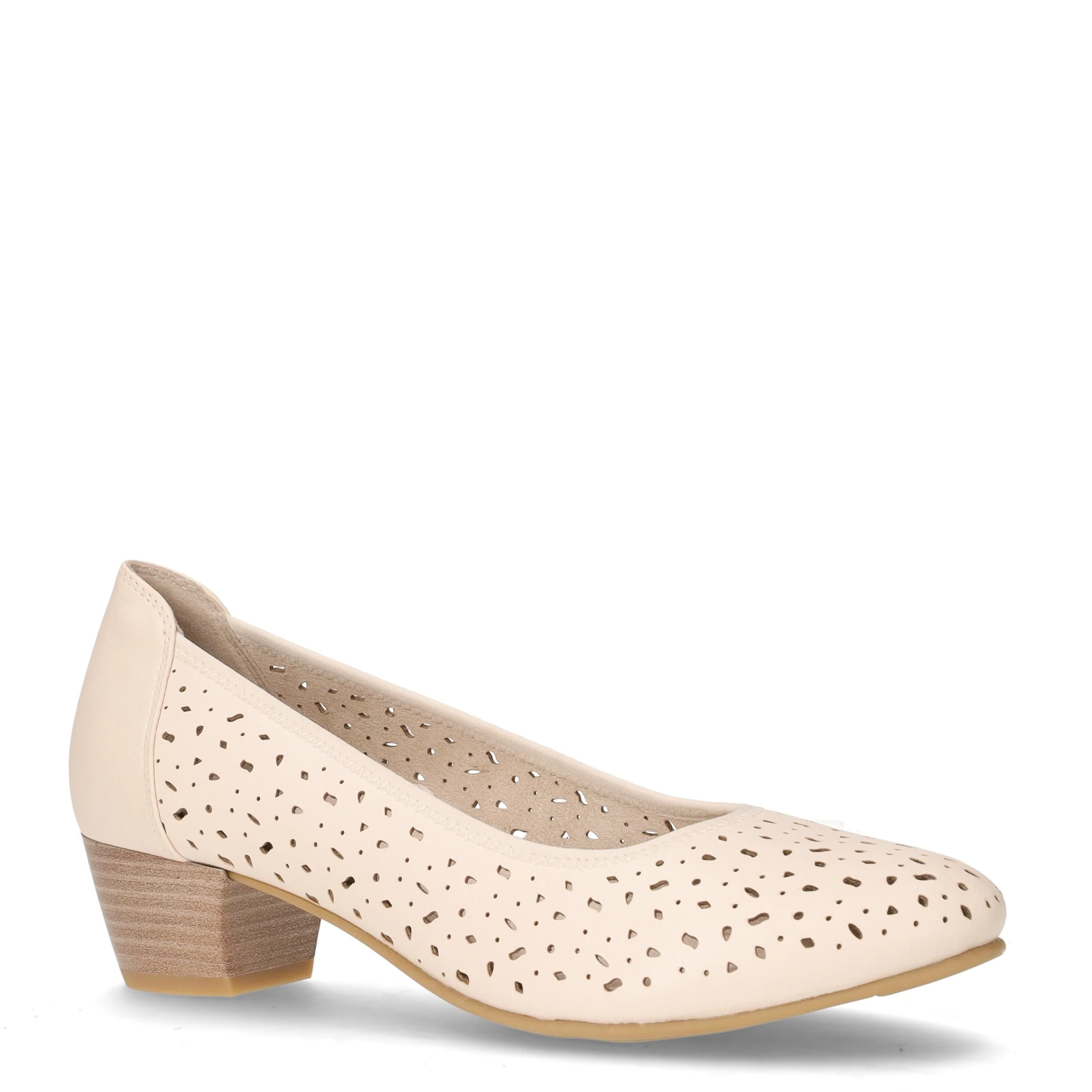 Decollete con tacco in ecopelle beige - Image 2