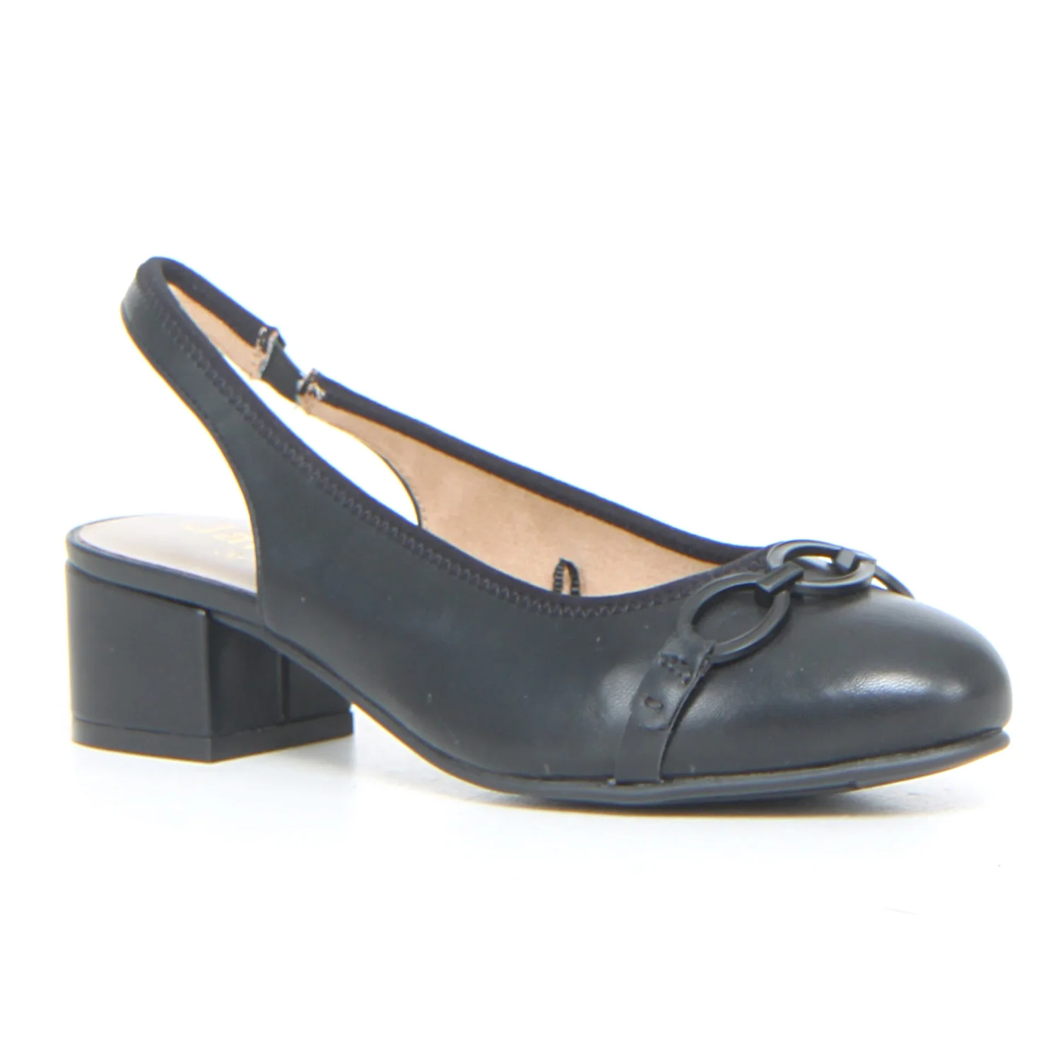 Décolleté slingback nero beige - Image 2