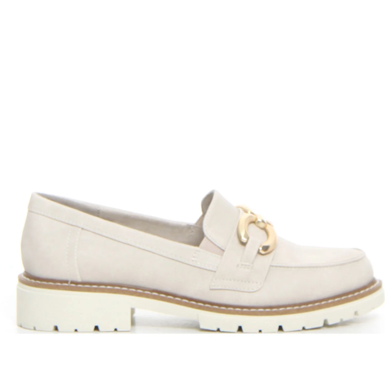 Mocassino con catena beige gold