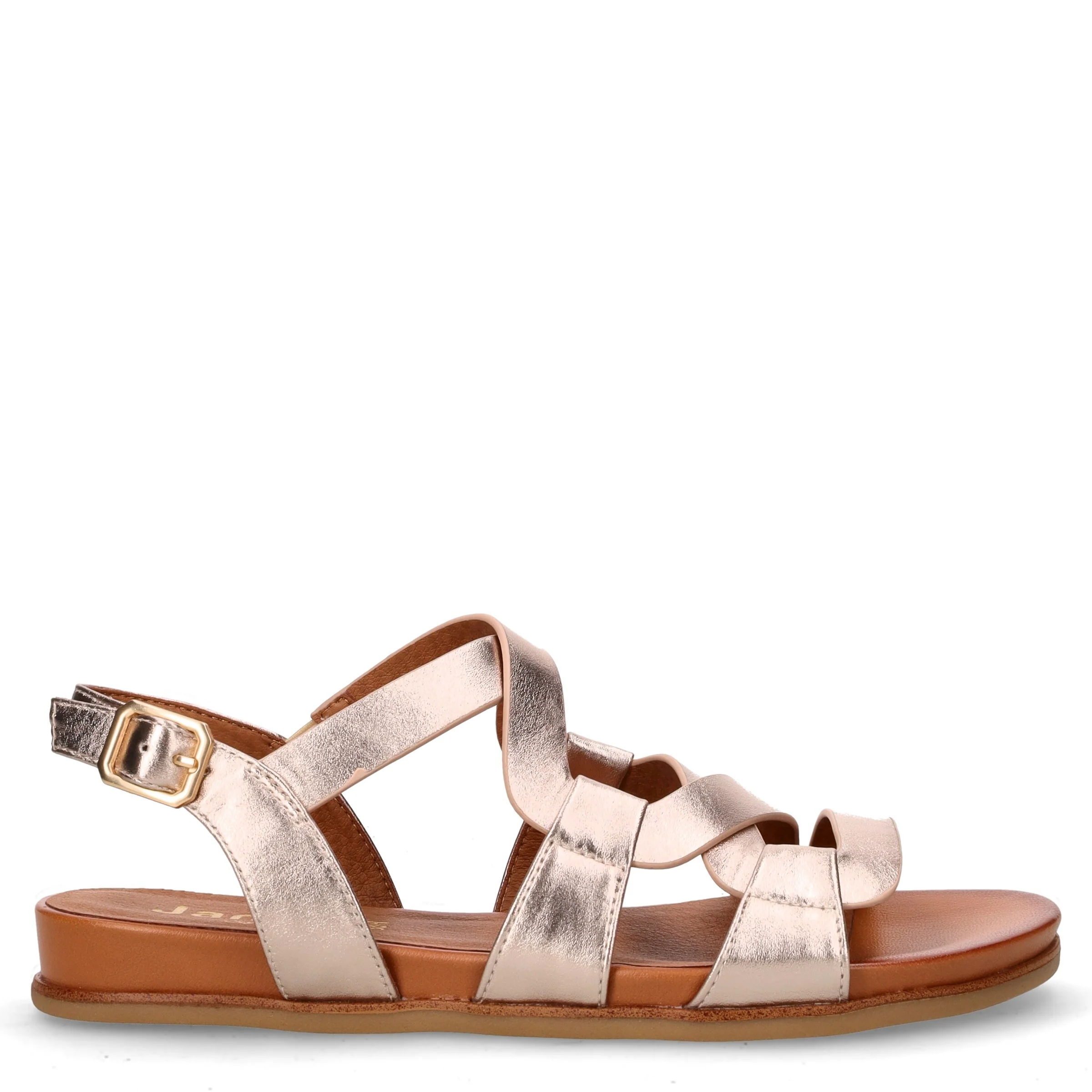 Sandalo in ecopelle champagne