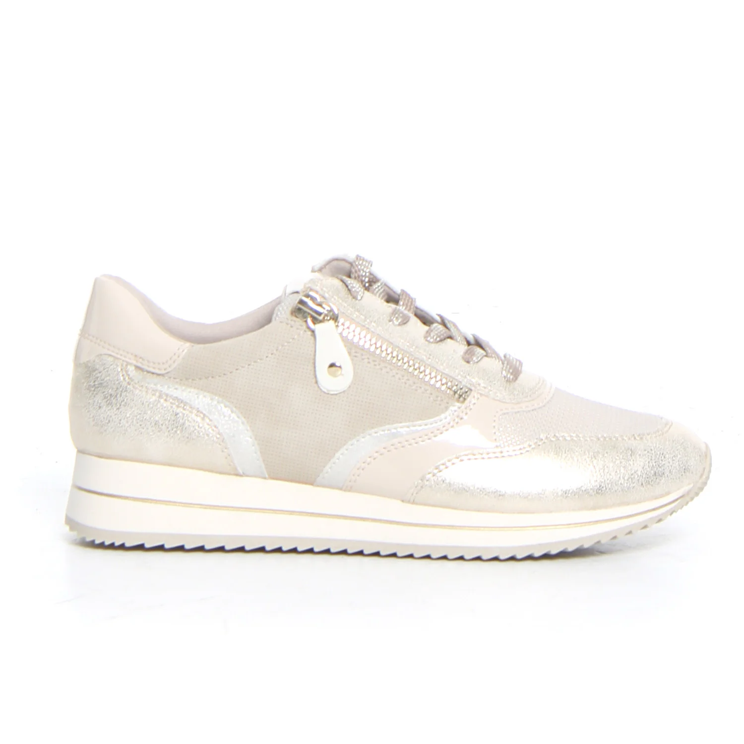 Sneaker con zip laterale beige gold