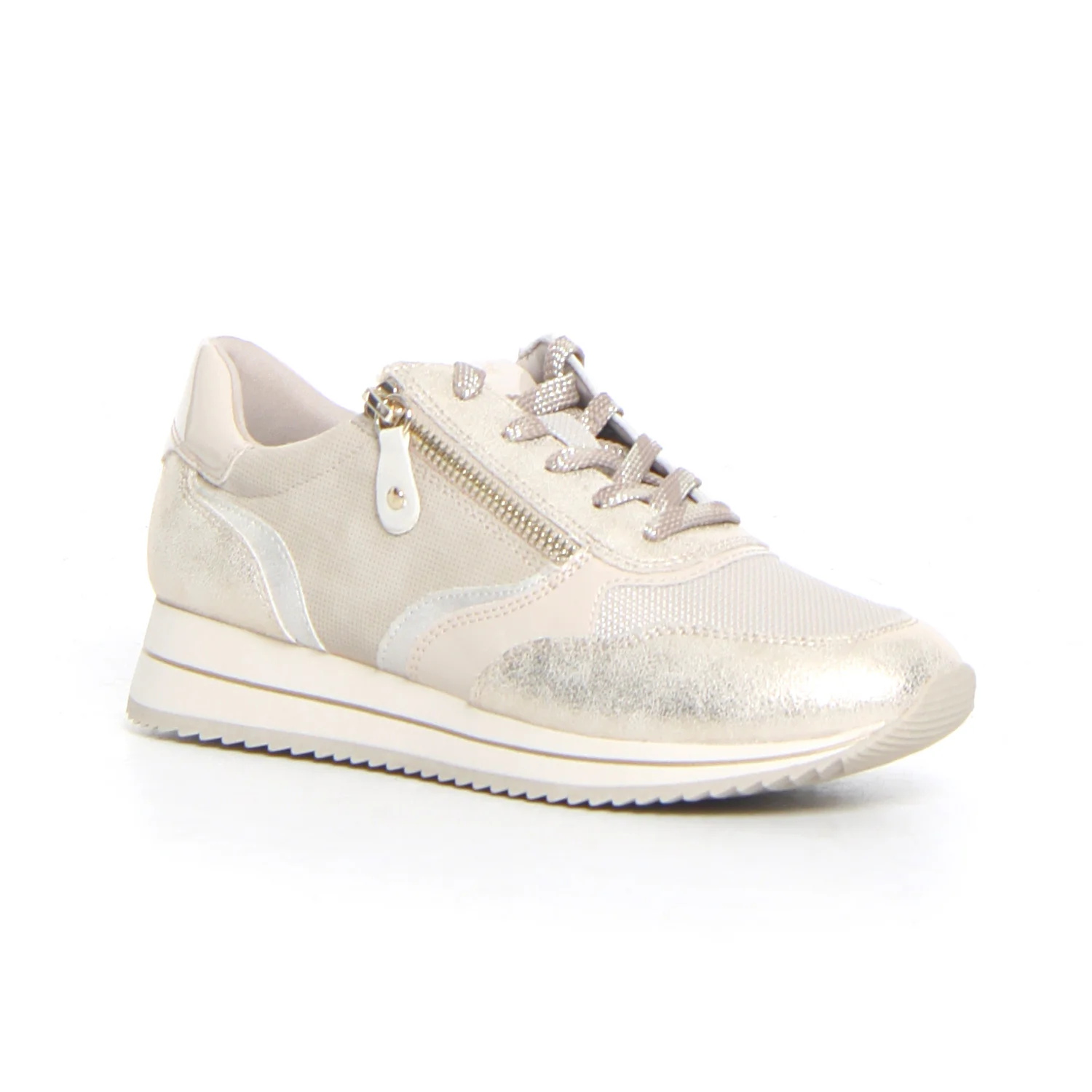 Sneaker con zip laterale beige gold - Image 2