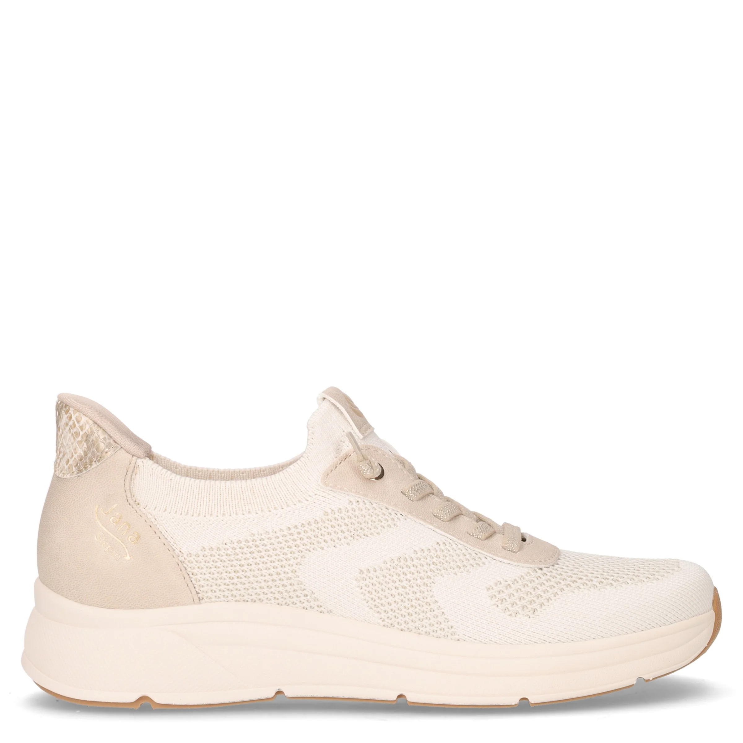 Sneaker in tessuto ed ecopelle beige oro