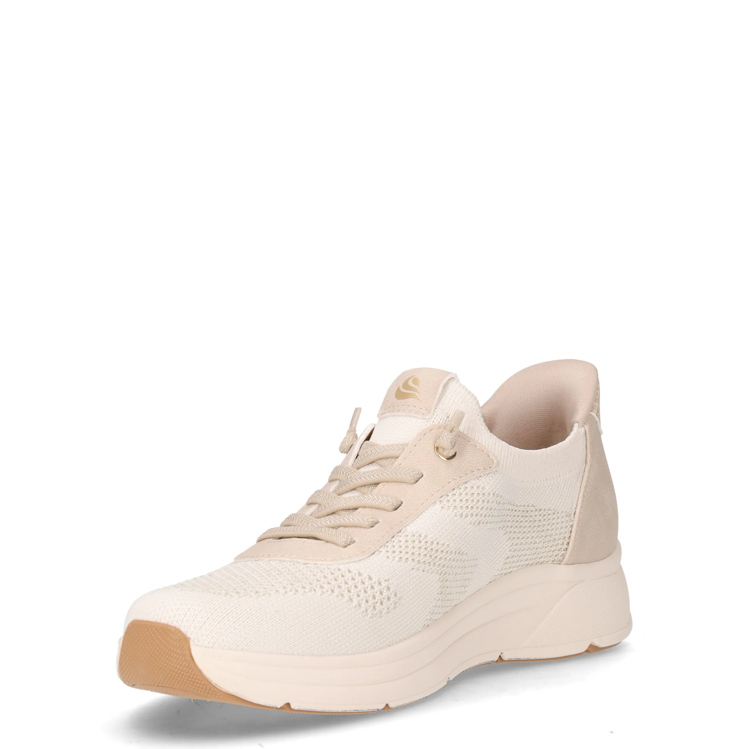 Sneaker in tessuto ed ecopelle beige oro - Image 3