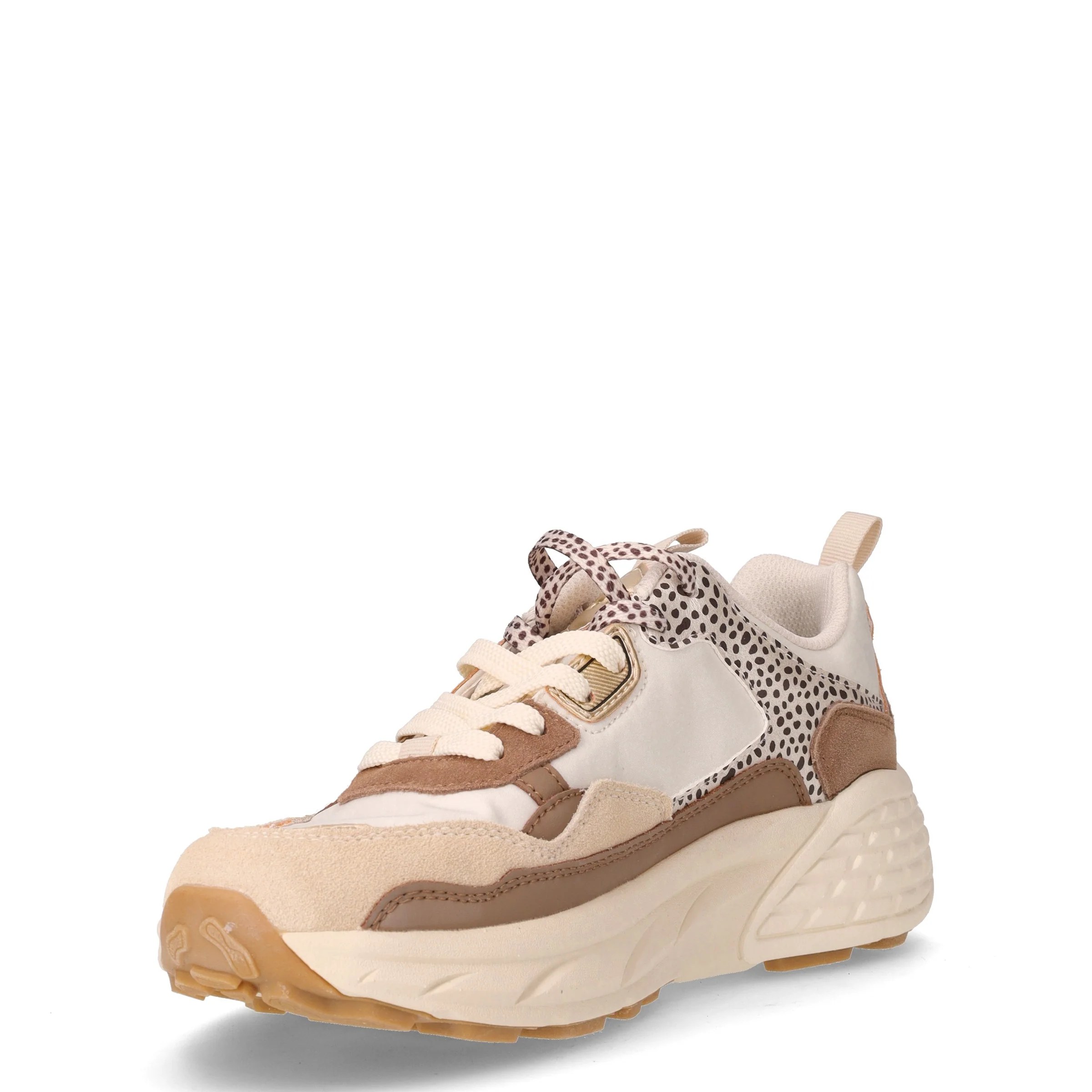 Groove Mesh sneaker in tessuto e pelle bianco marrone leopardato - Image 3