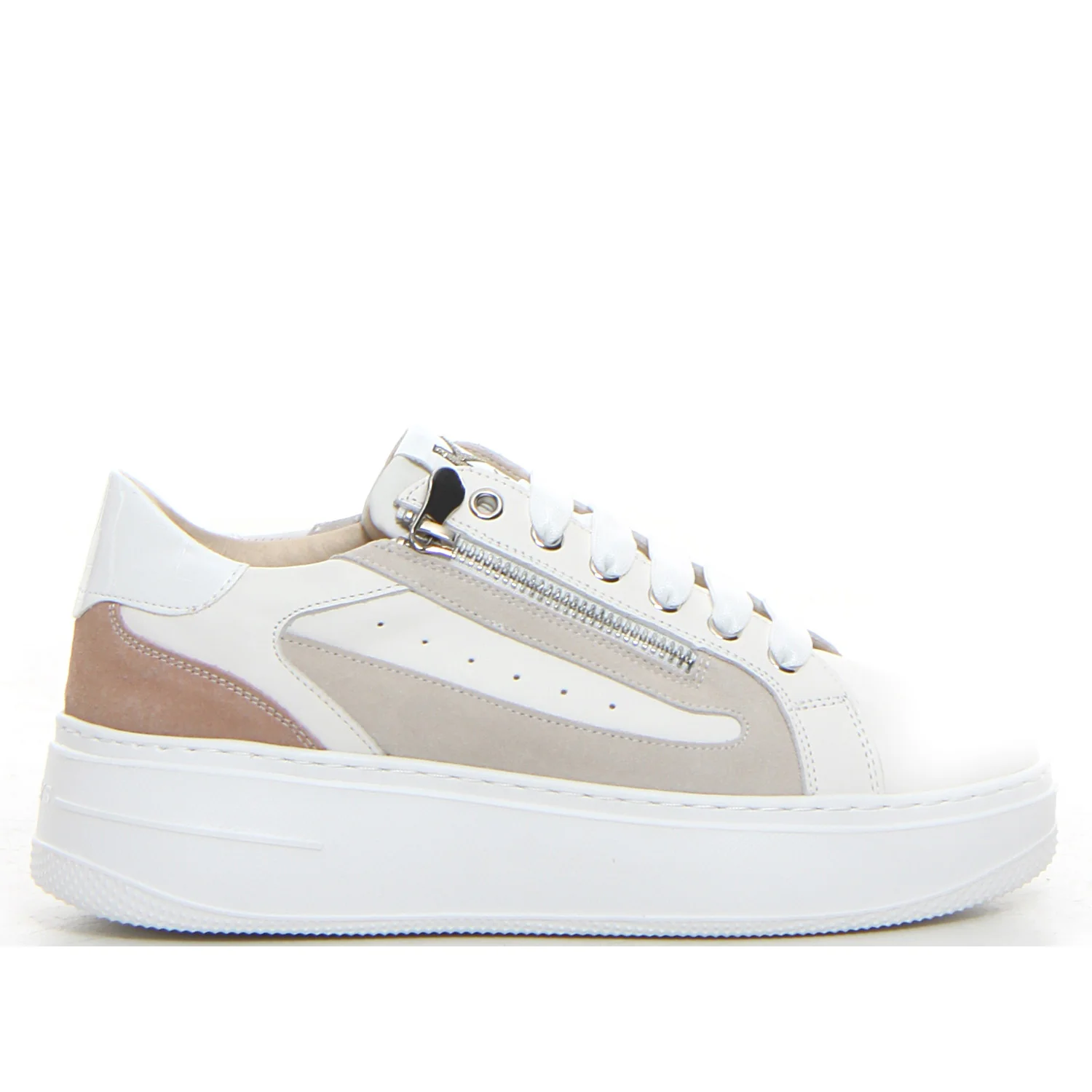 Sneaker con platform white pink