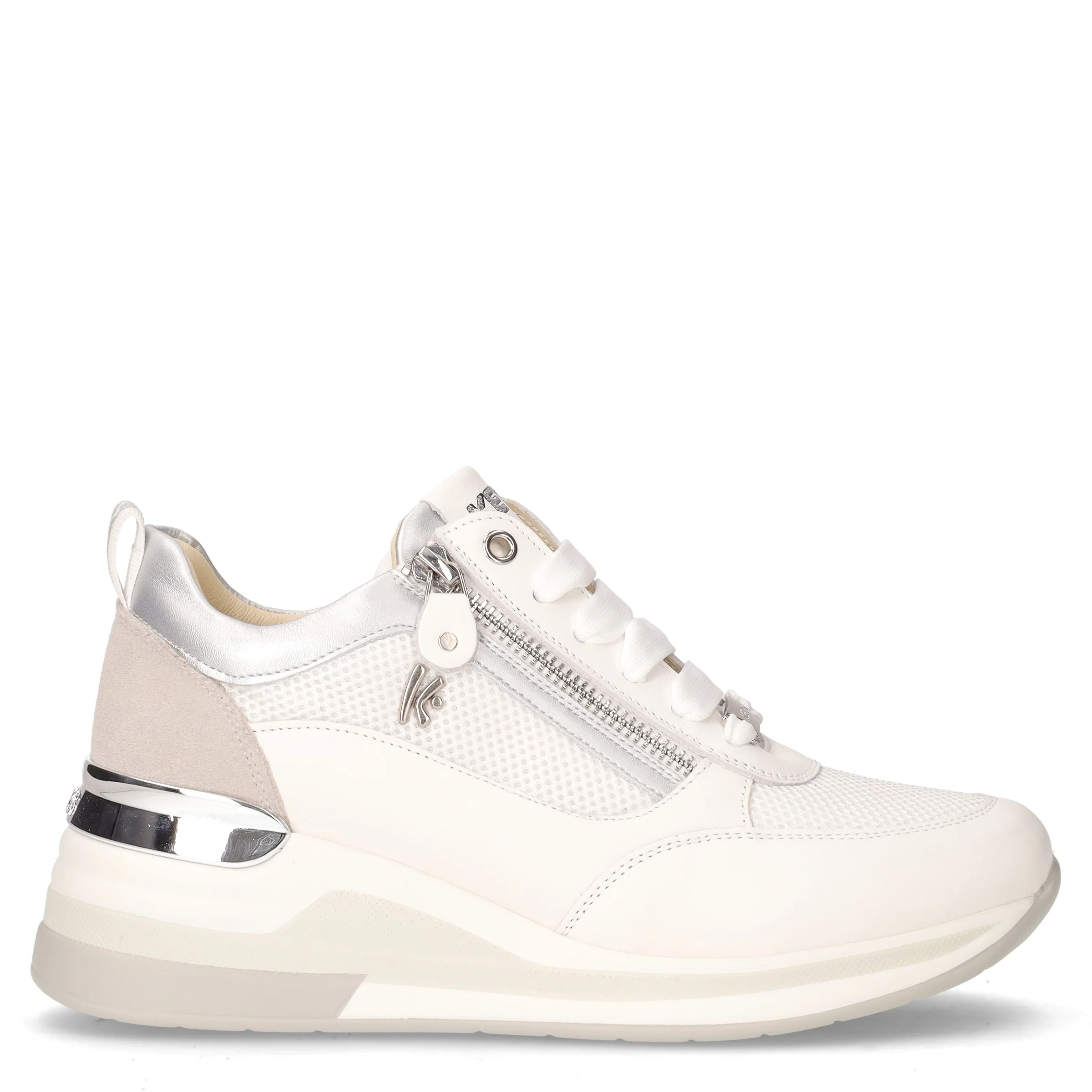 Sneaker con zeppa in pelle bianco
