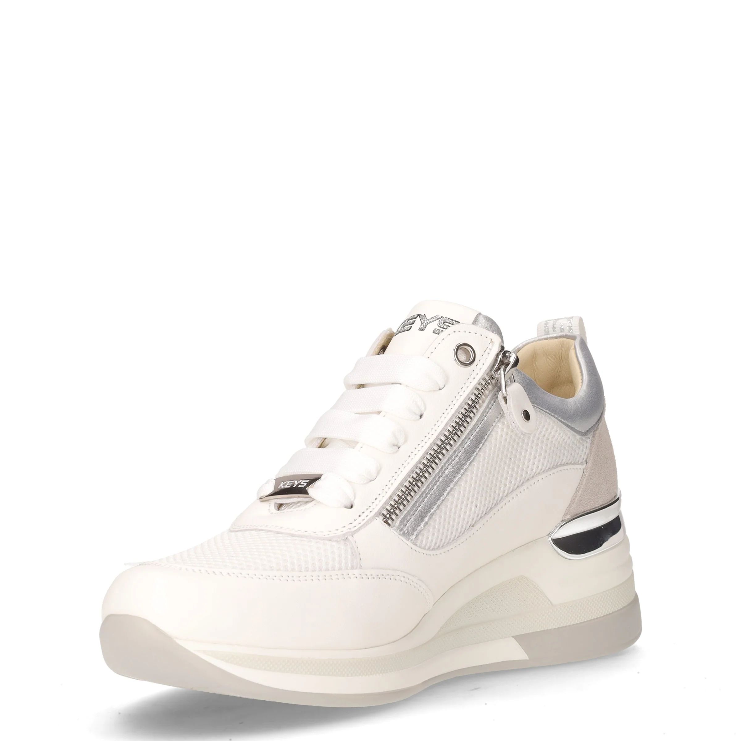 Sneaker con zeppa in pelle bianco - Image 3