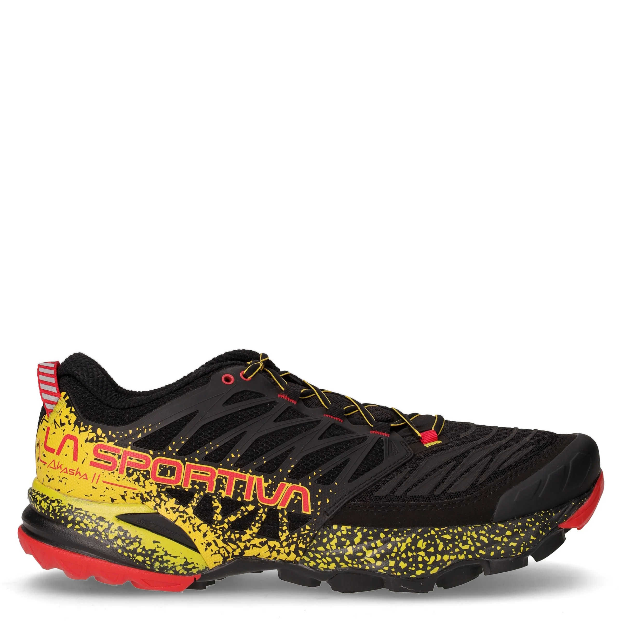 Akasha II scarpa da trail running in mesh e pu nero giallo