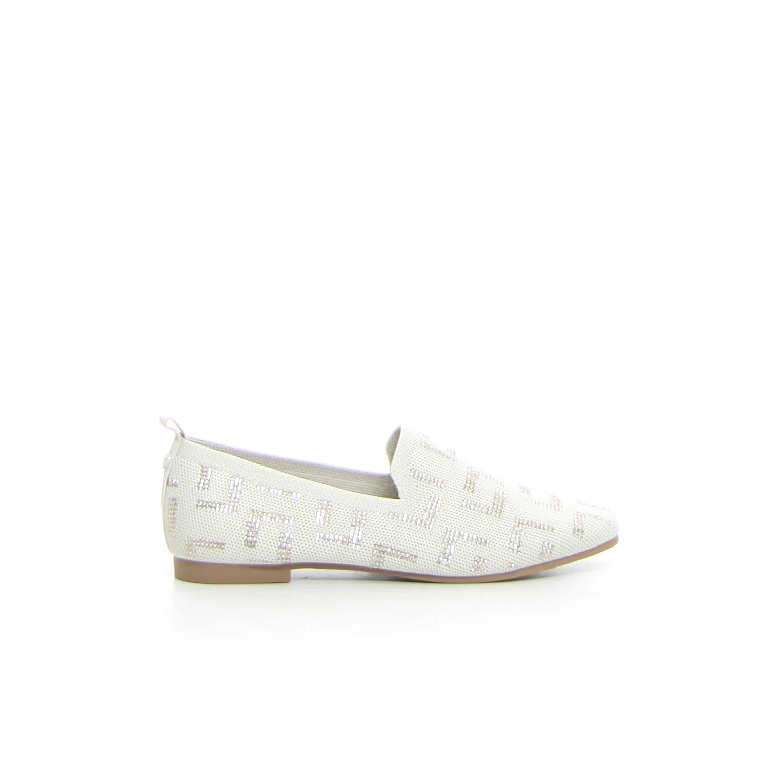 Mocassino con strass beige