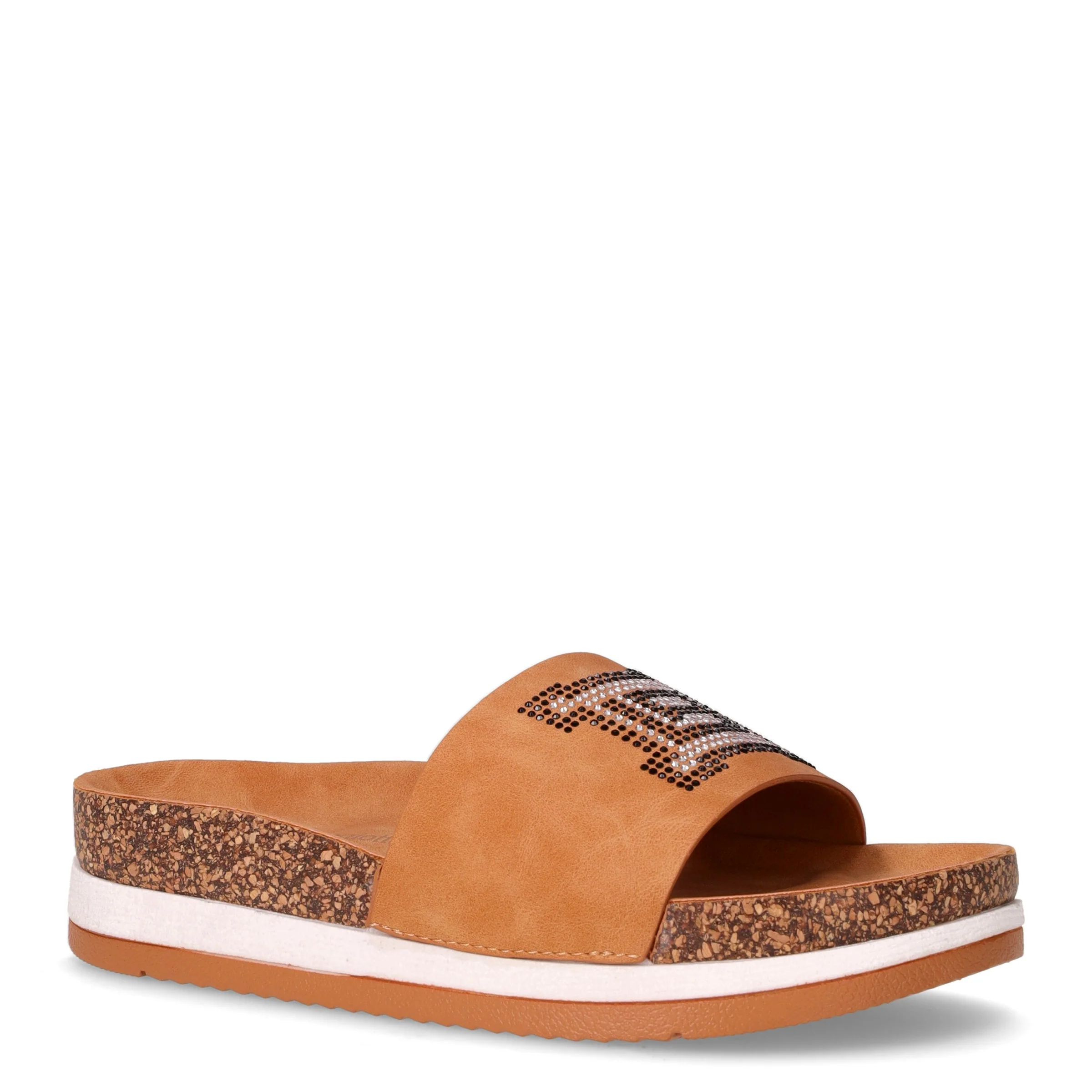 Ciabatta in ecopelle con strass cammello - Image 2