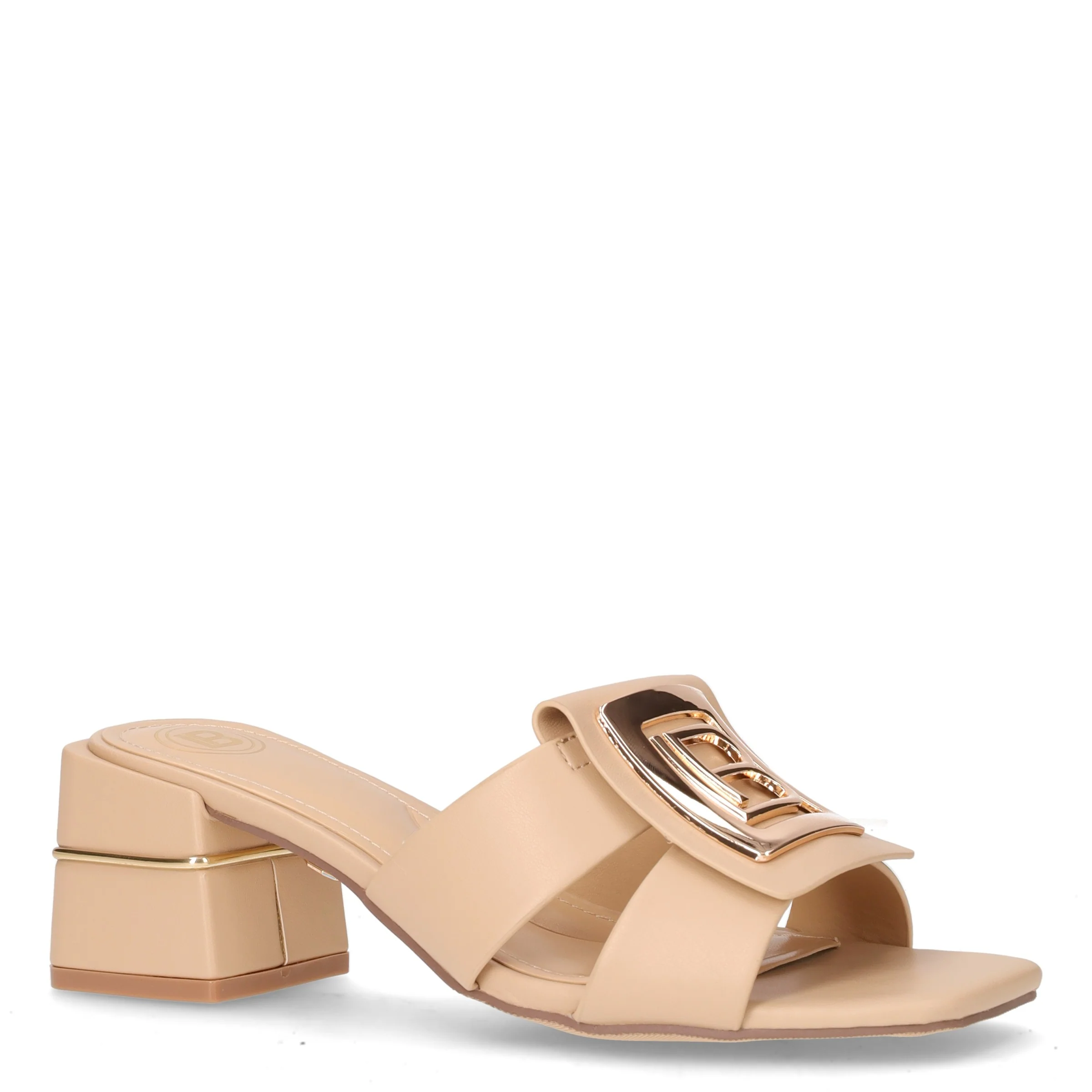Ciabatta in ecopelle con tacco beige - Image 2