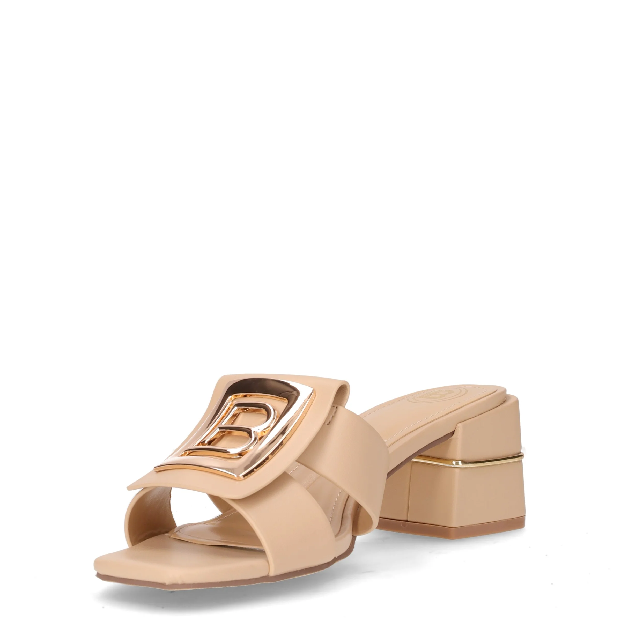 Ciabatta in ecopelle con tacco beige - Image 3