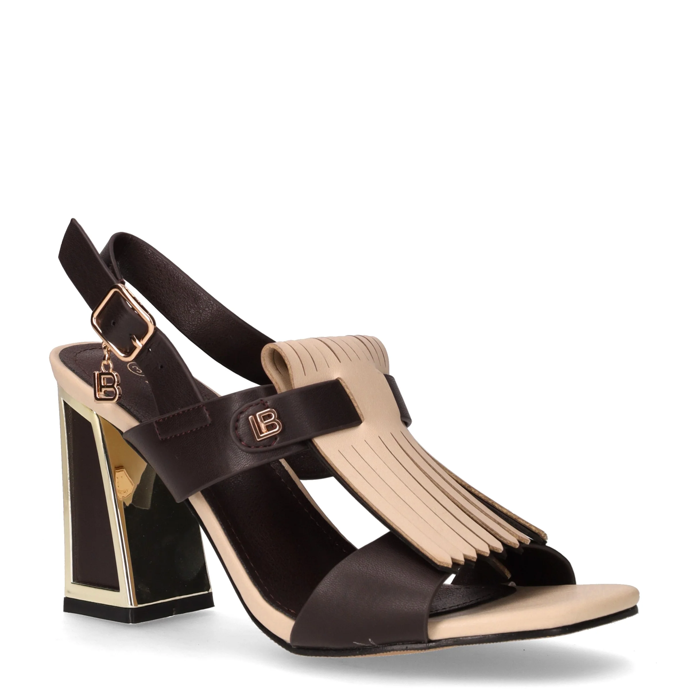 Sandalo in ecopelle con tacco marrone beige - Image 2