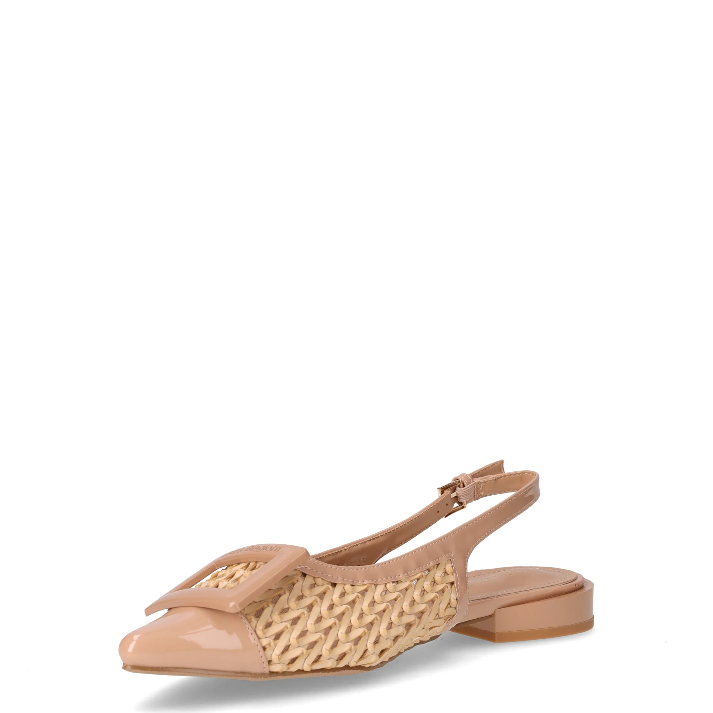 Slingback bassa in ecopelle e rafia intrecciata sabbia - Image 3