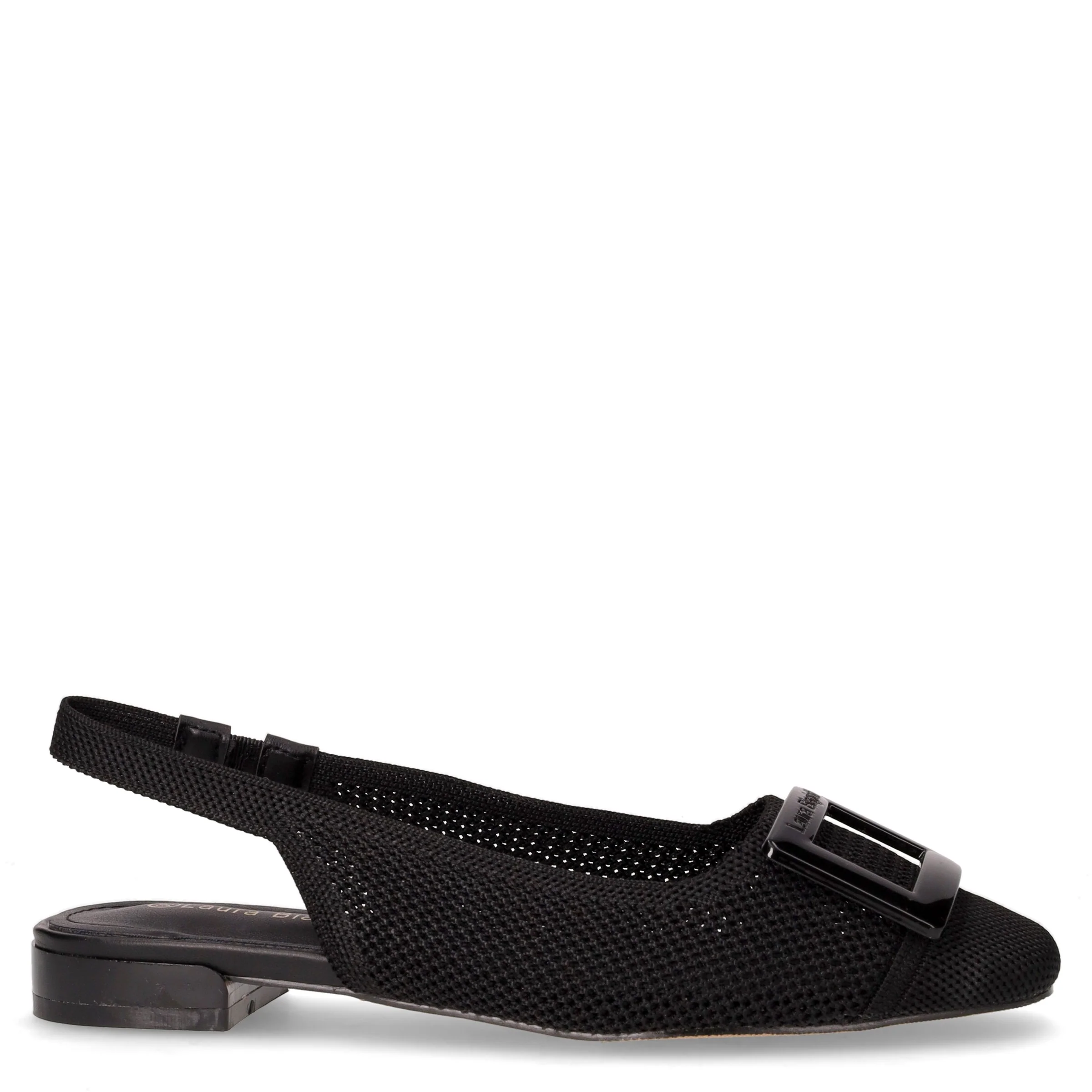 Slingback  bassain tessuto traforato con fibbia nero