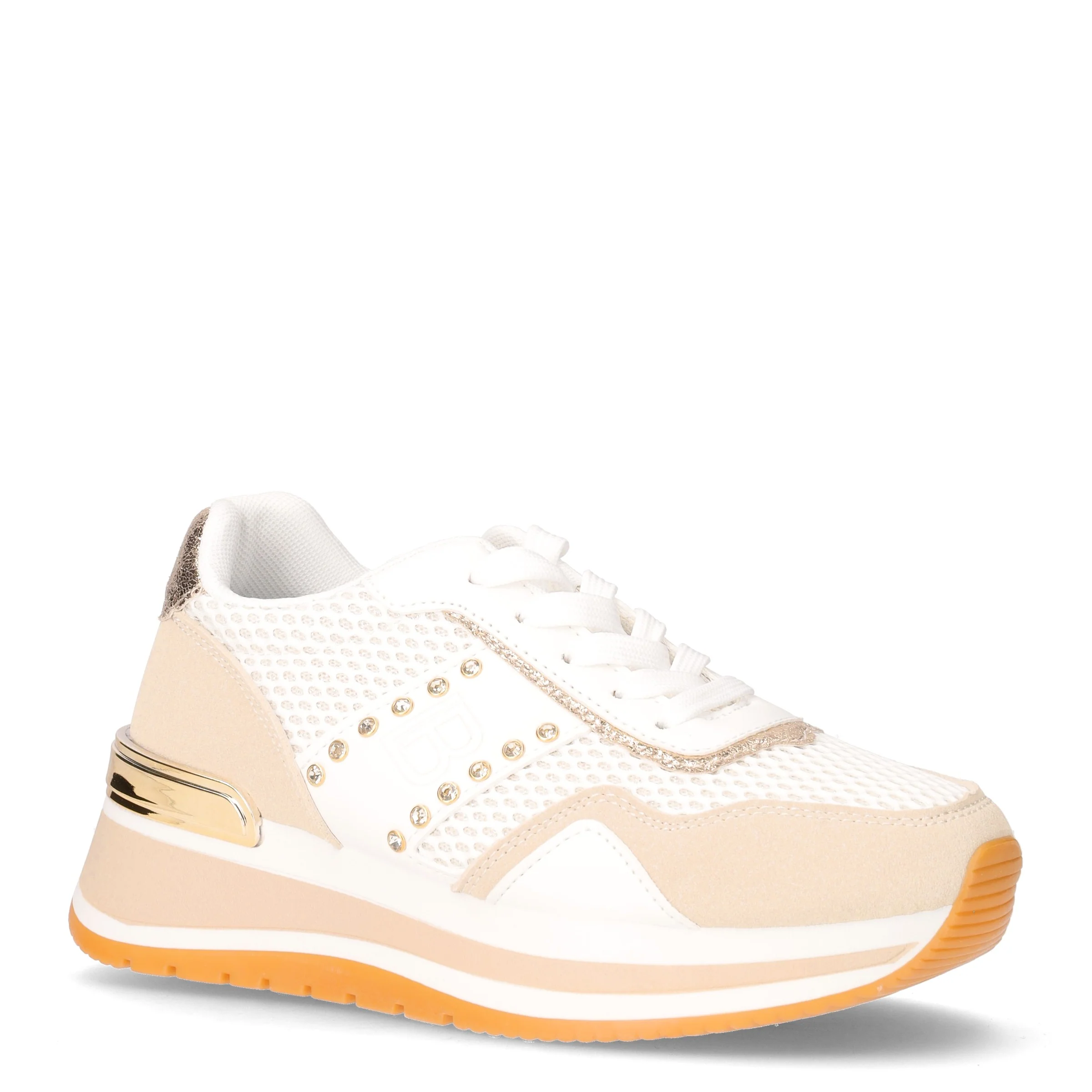Sneaker in ecopelle e tessuto con zeppa beige nabuk - Image 2
