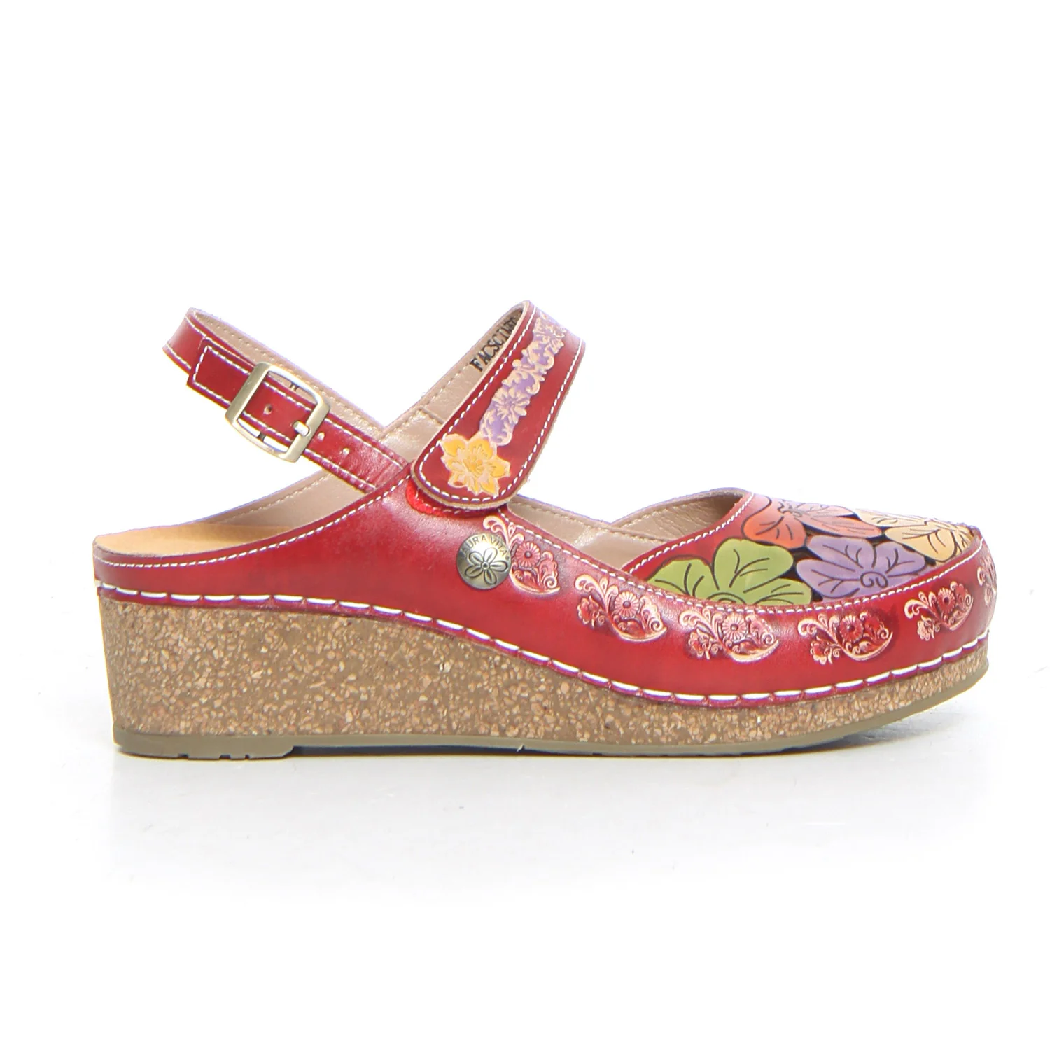 Facscineo sandalo con zeppa rouge