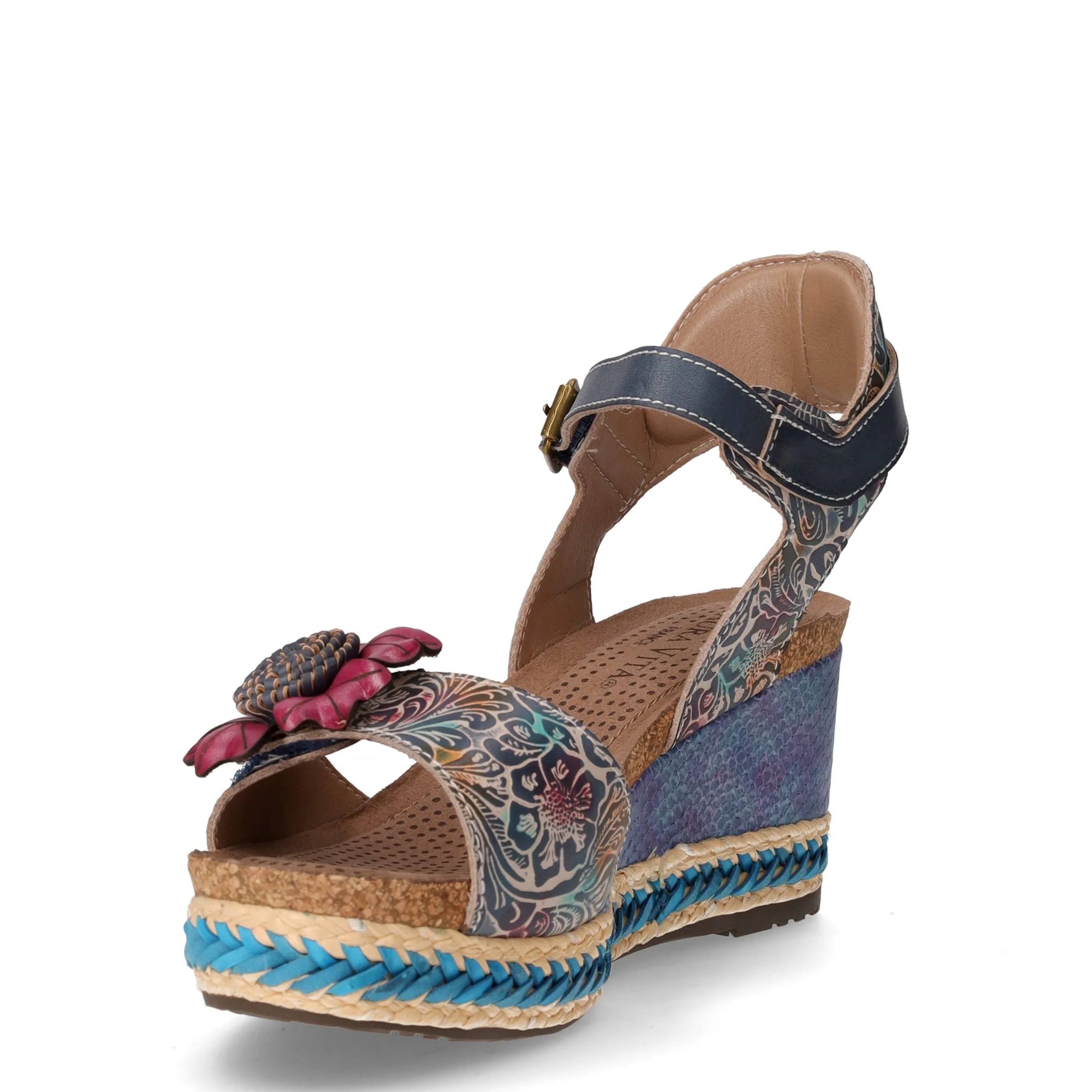 Facyo sandalo con zeppa in pelle jeans - Image 3