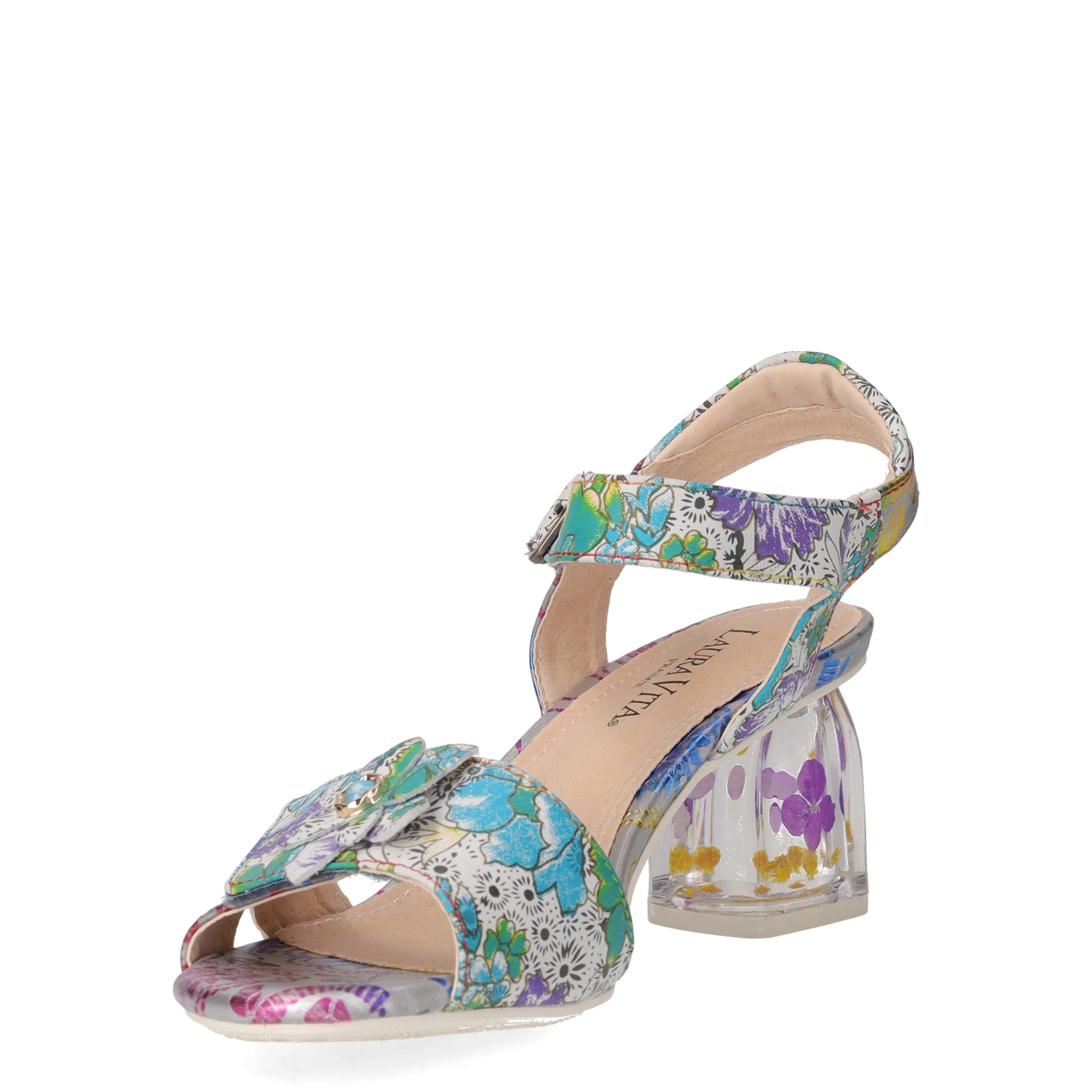 Framboiseo sandalo con tacco in pelle indigo - Image 3