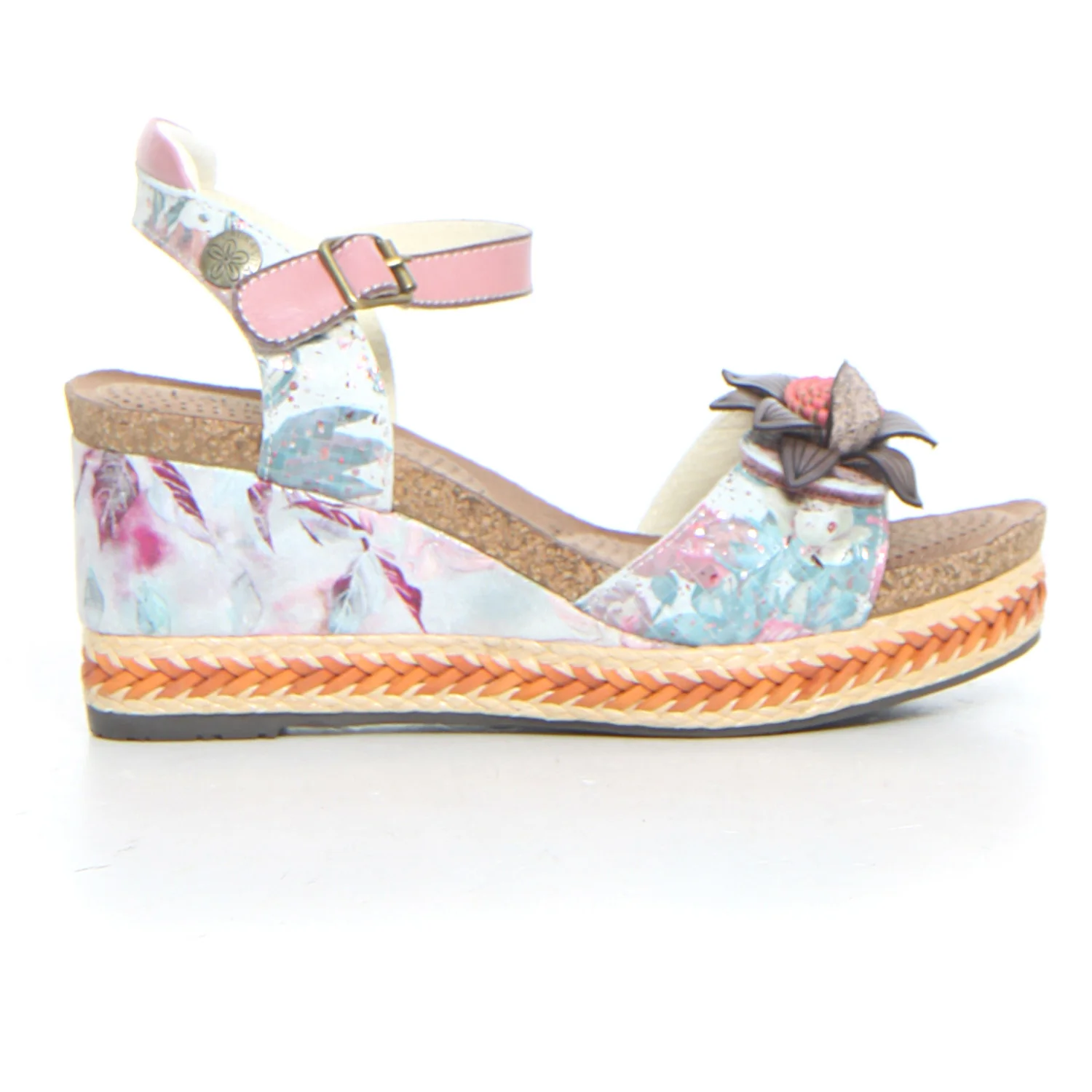 Sandalo con zeppa rose