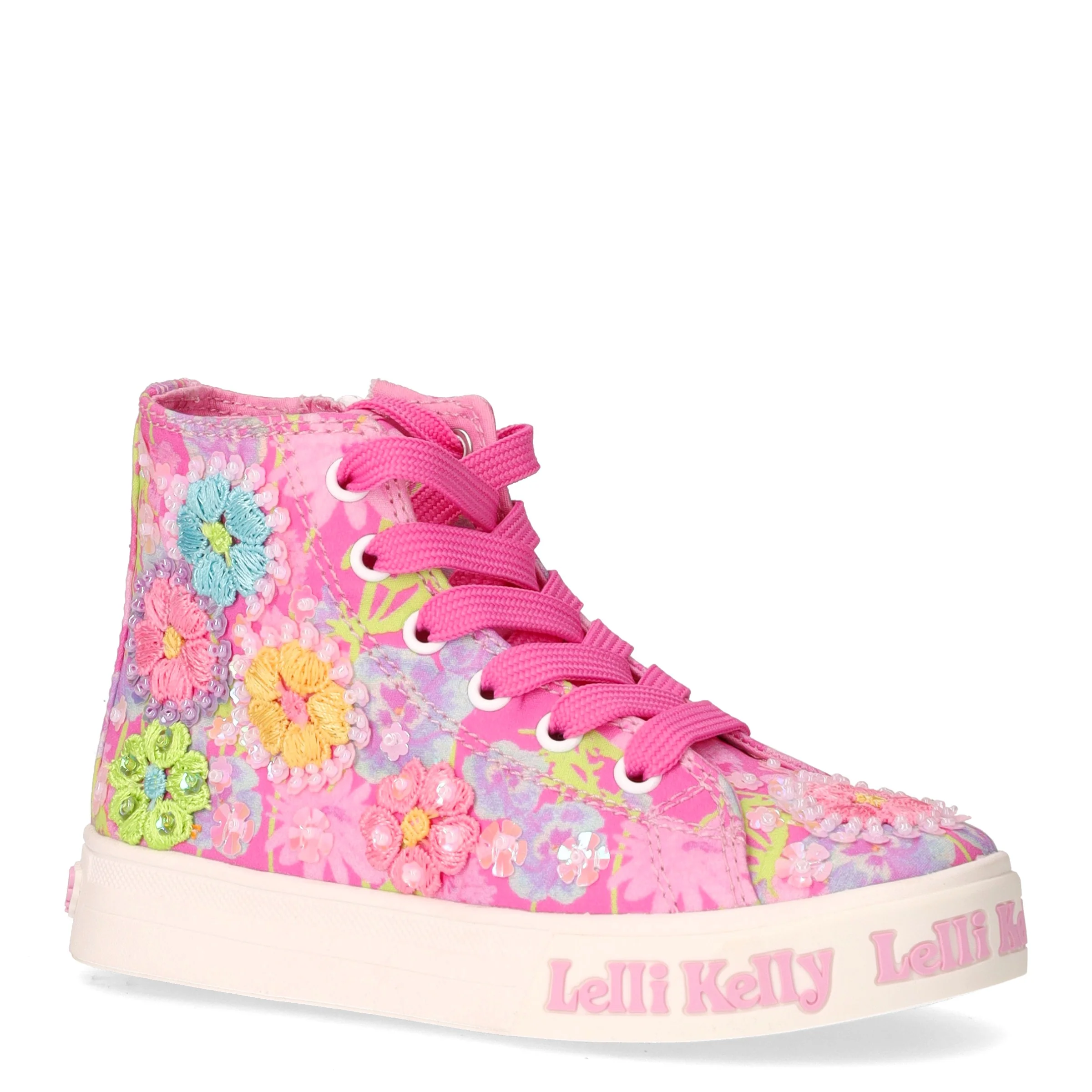 Eloise sneaker in tessuto con fiori applicati bambina fuxia fantasia - Image 2
