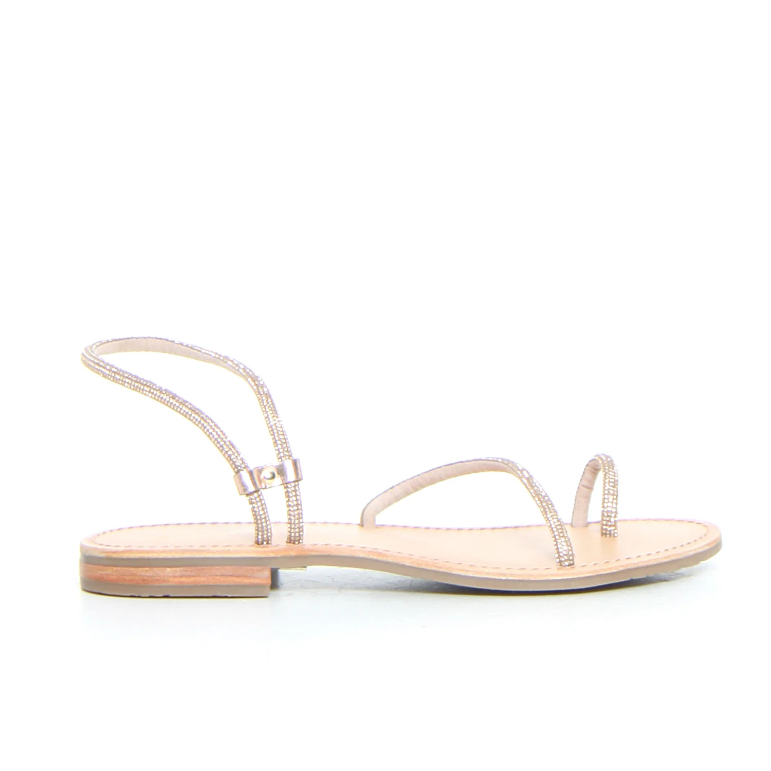 Sandalo con strass oro rosa