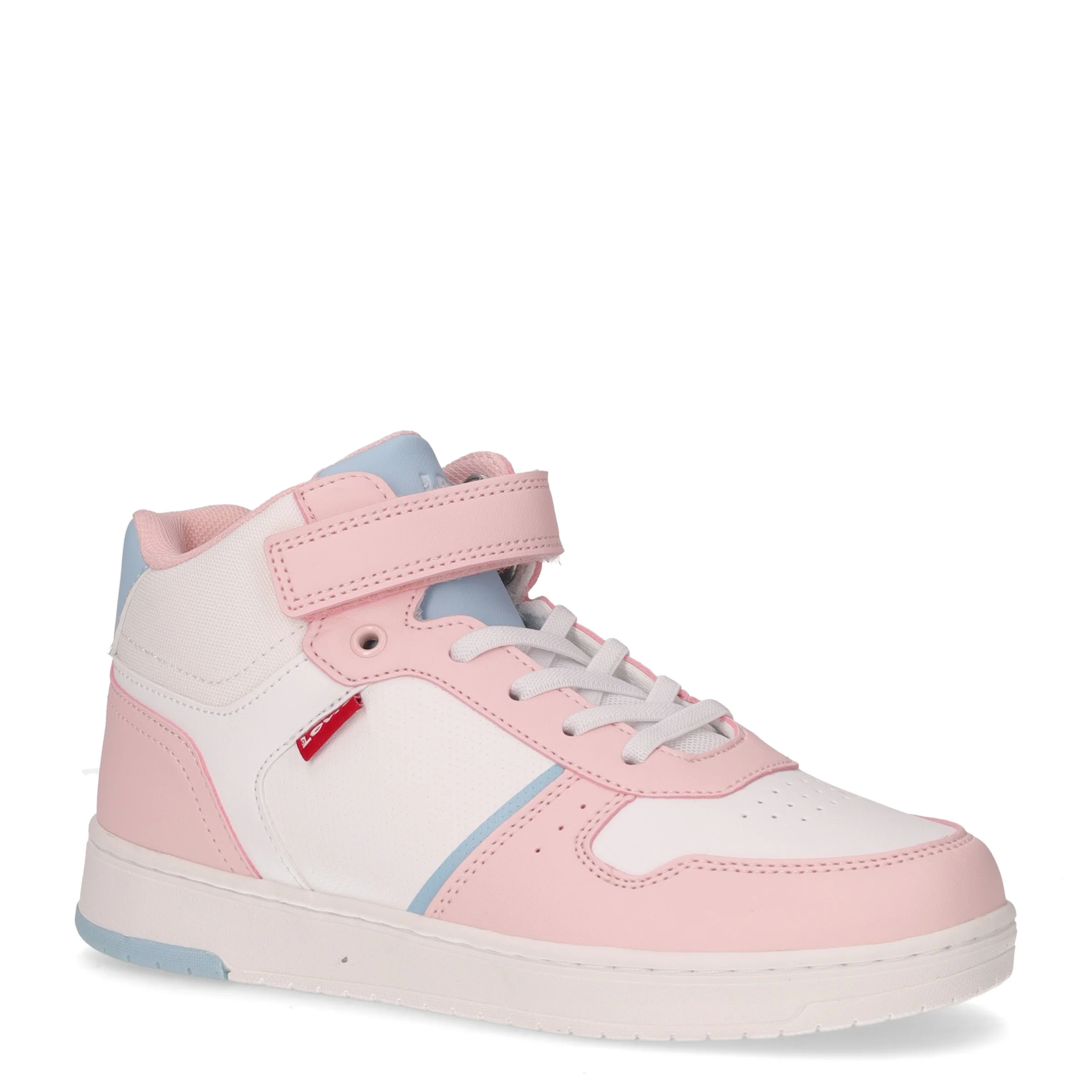 Sneaker mid da bambina in ecopelle rosa bianco - Image 2