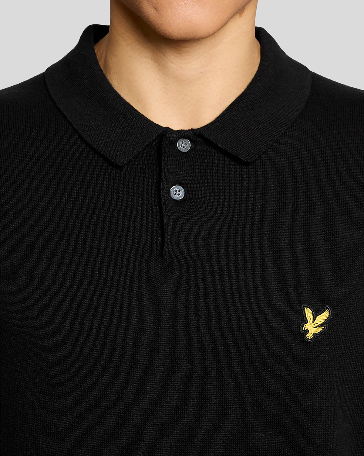 Cotton Short Sleeve Knitted Polo nero - Image 3