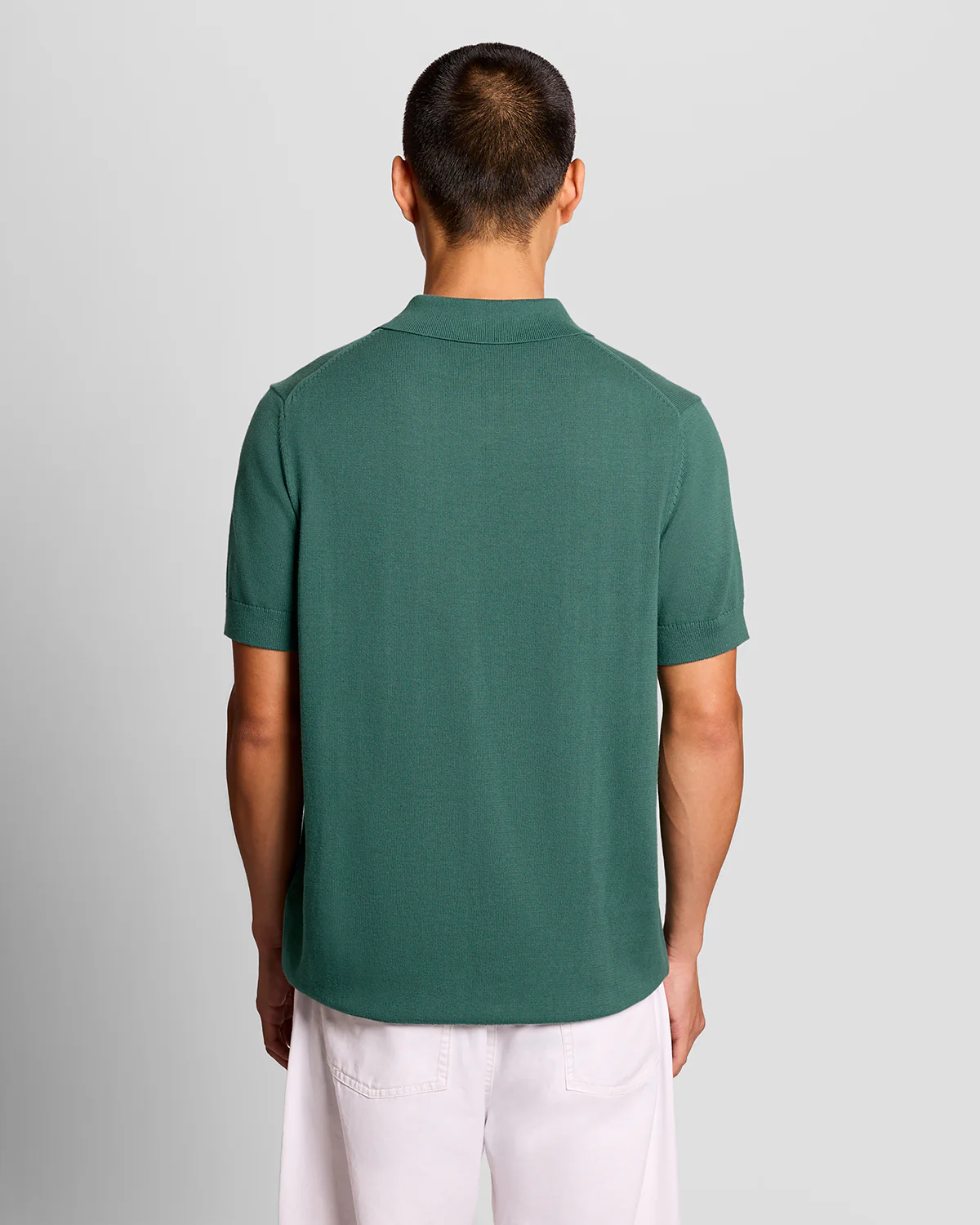 Cotton Short Sleeve Knitted Polo verde palude - Image 2