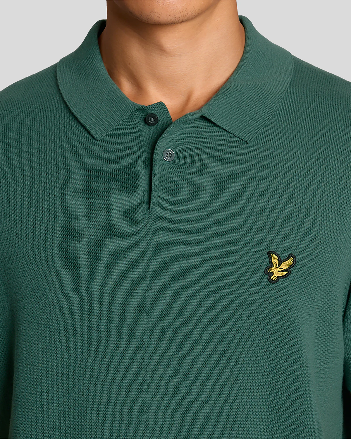 Cotton Short Sleeve Knitted Polo verde palude - Image 3